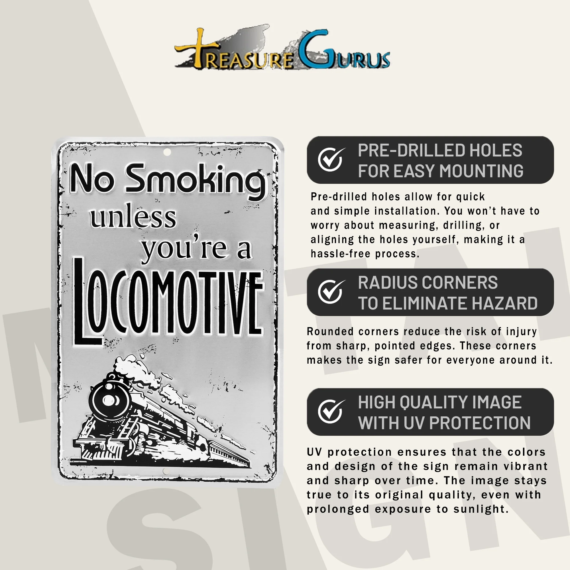 Metal Funny No Smoking Unless Your Locomotive Room Decor for Office Shop or Home - Image 6