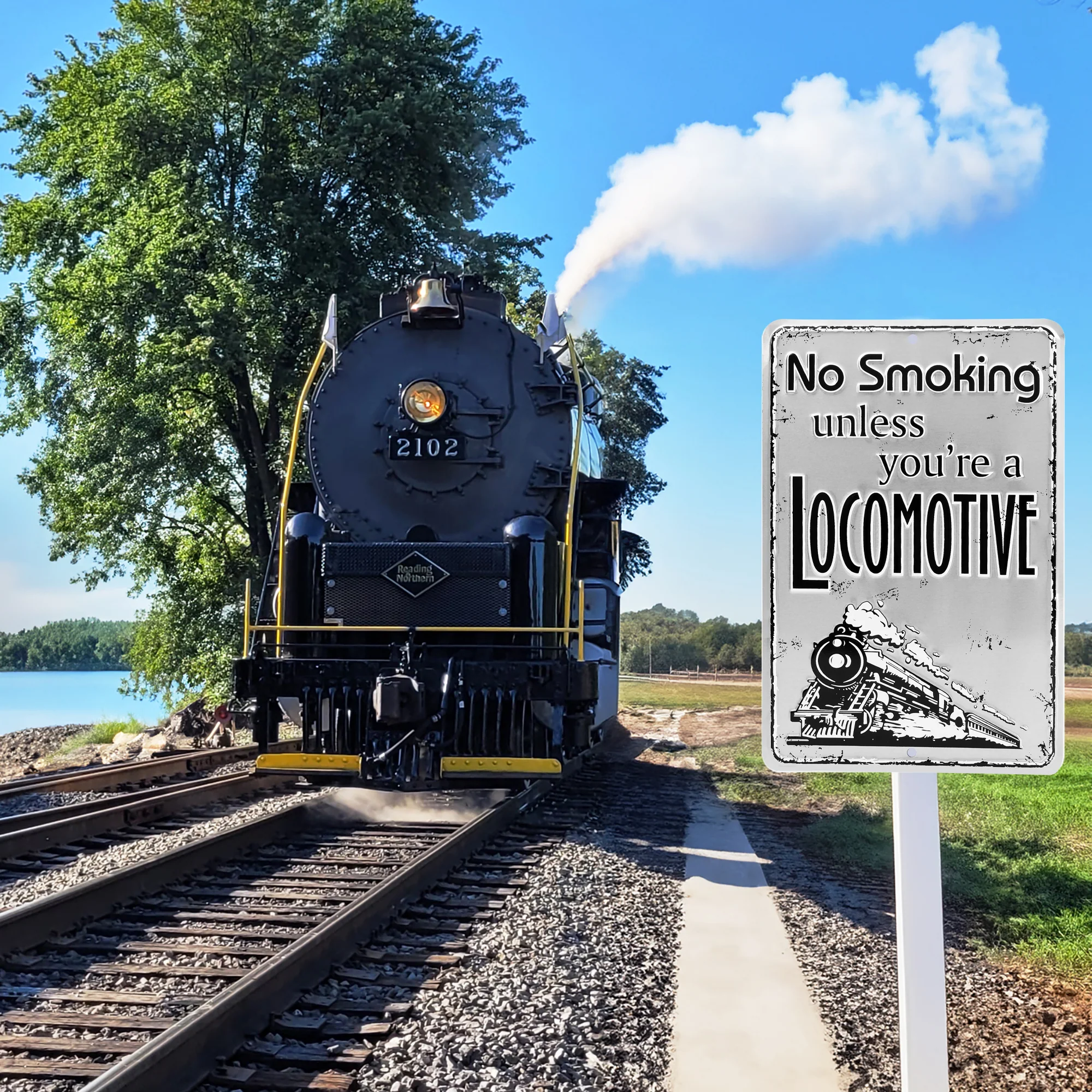 Metal Funny No Smoking Unless Your Locomotive Room Decor for Office Shop or Home - Image 9