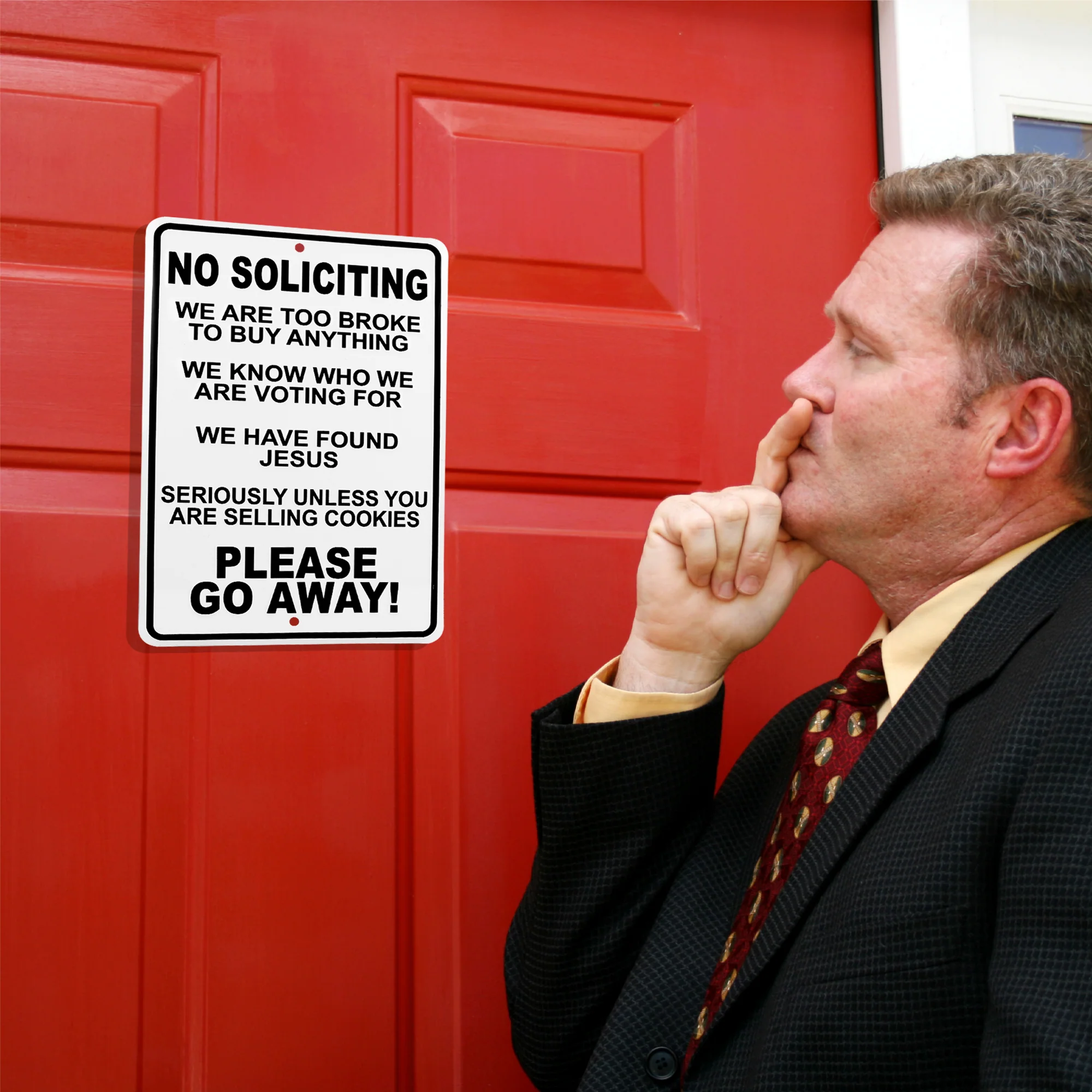 Metal Sign No Soliciting Unless Your Selling Cookies Front Door Porch Home Decor - Image 2