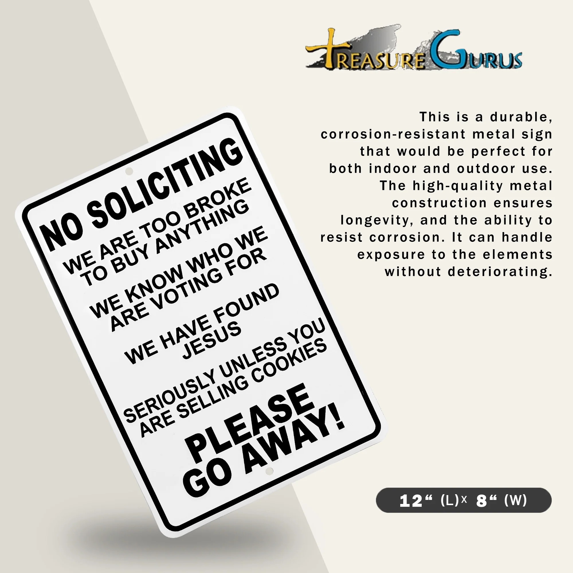 Metal Sign No Soliciting Unless Your Selling Cookies Front Door Porch Home Decor - Image 3