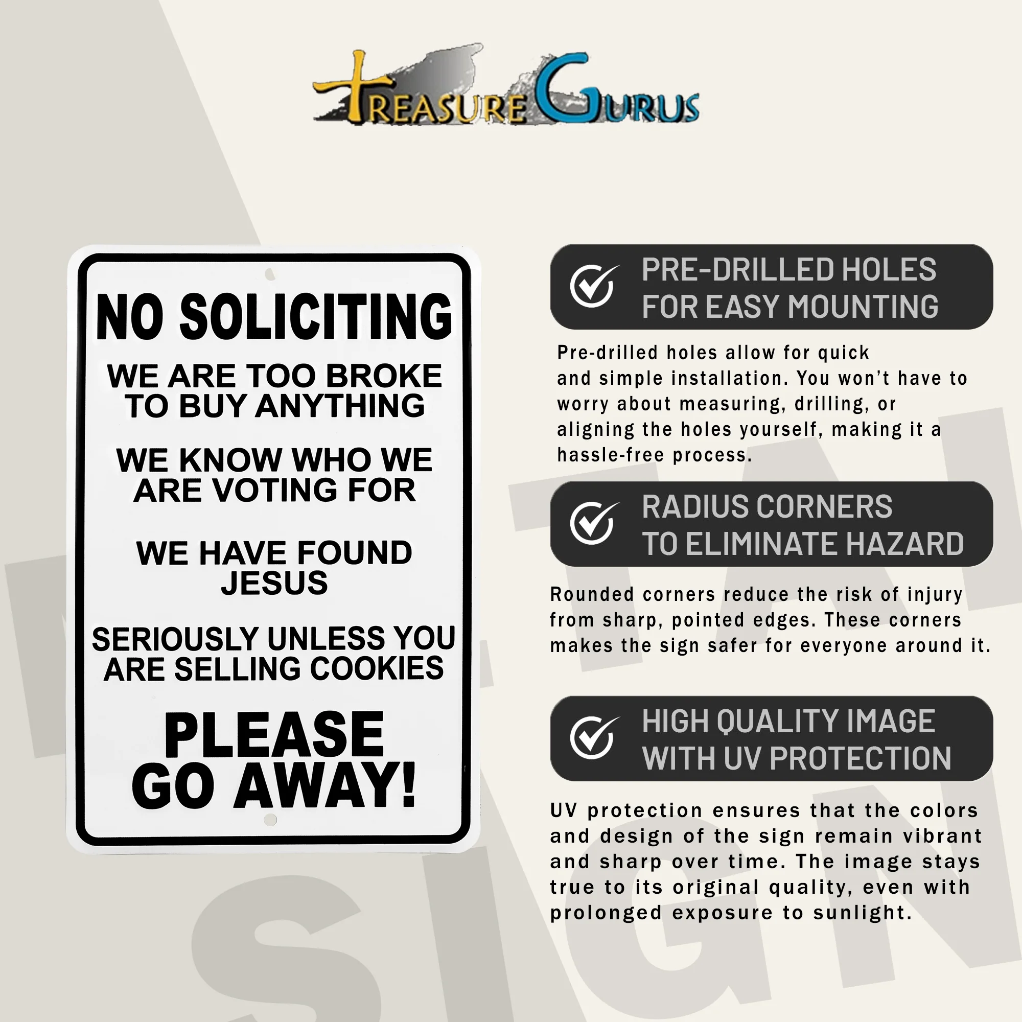 Metal Sign No Soliciting Unless Your Selling Cookies Front Door Porch Home Decor - Image 4