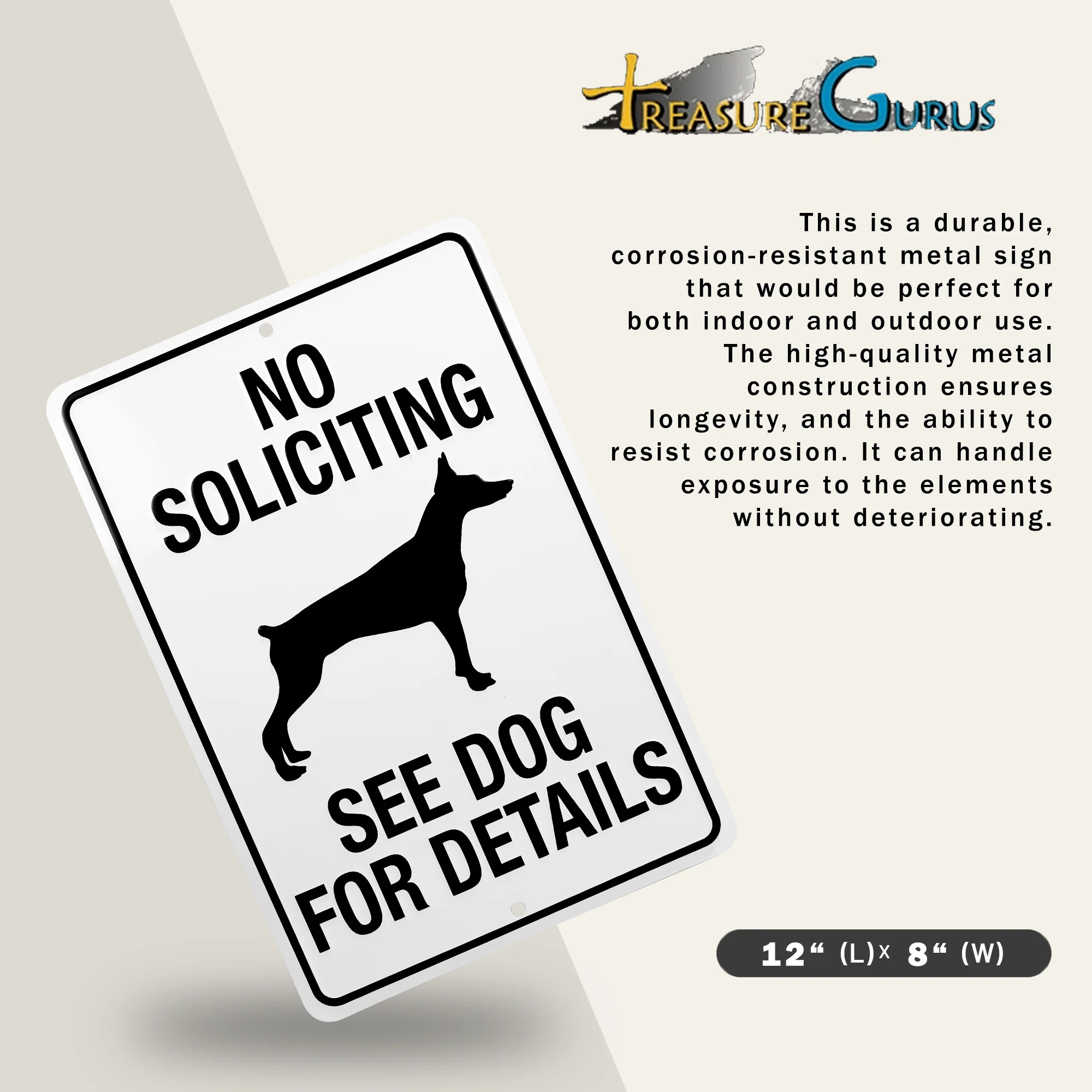 Metal No Soliciting Go Away See Dog For Details Funny Sign Yard Fence Home Decor - Image 3