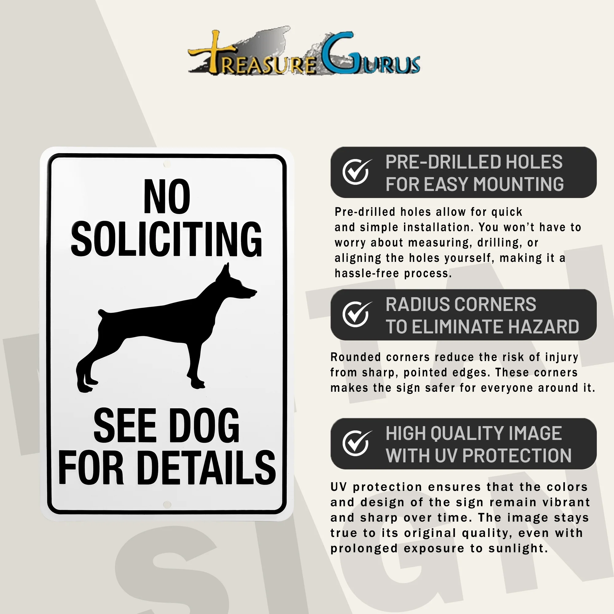 Metal No Soliciting Go Away See Dog For Details Funny Sign Yard Fence Home Decor - Image 4