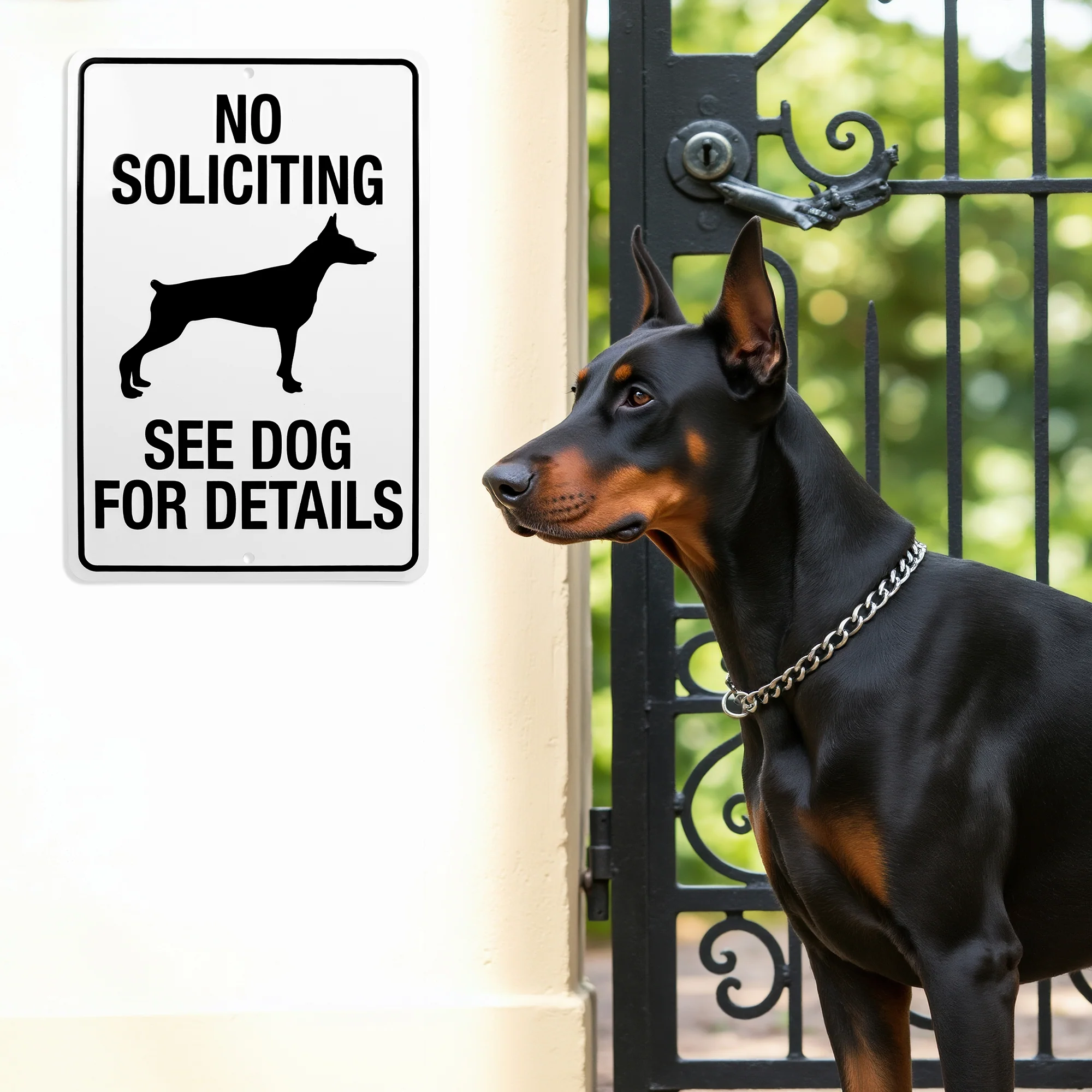 Metal No Soliciting Go Away See Dog For Details Funny Sign Yard Fence Home Decor - Image 8