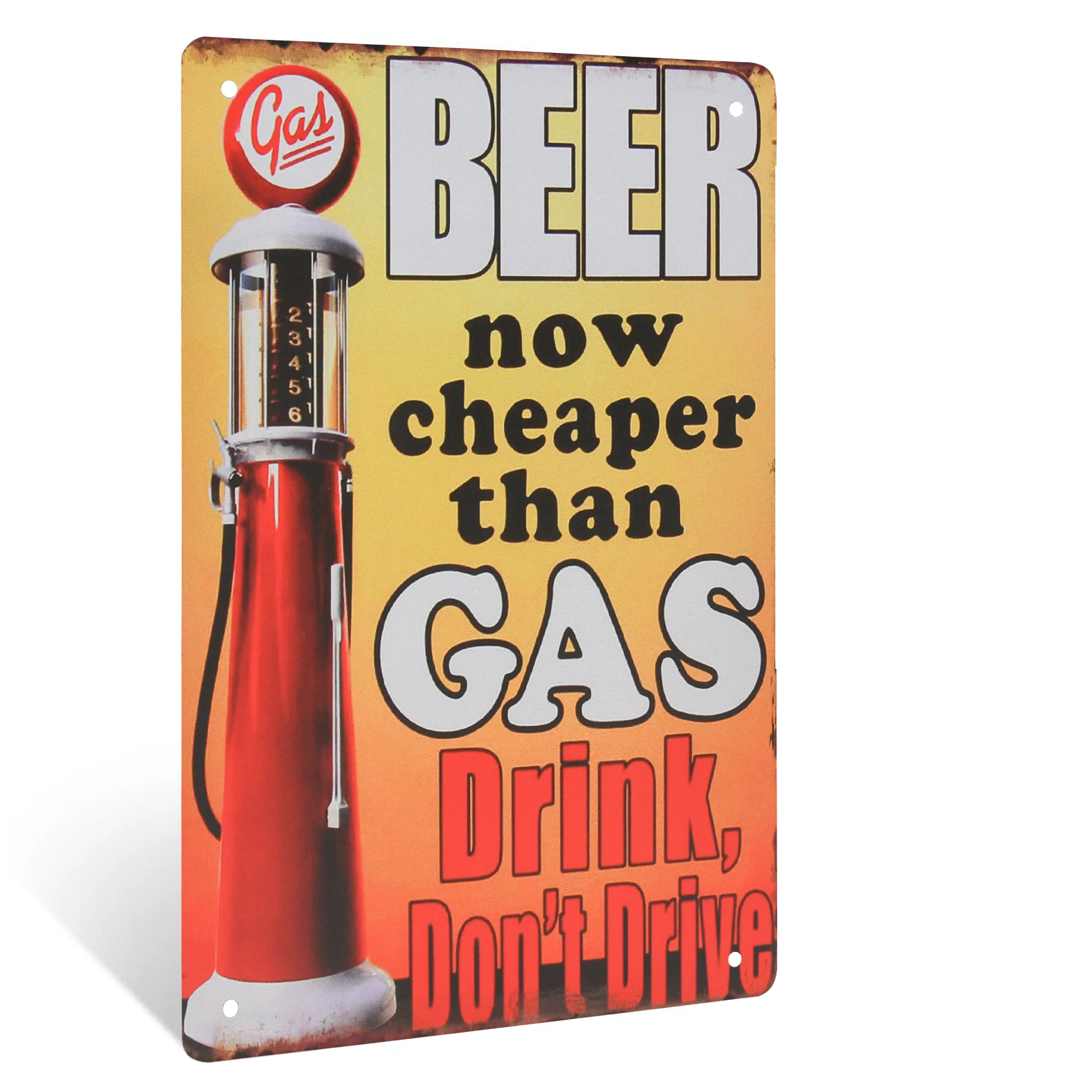 Metal Beer Cheaper Than Gas Sign Wall Art Garage Man Cave Bar Home Room Decor