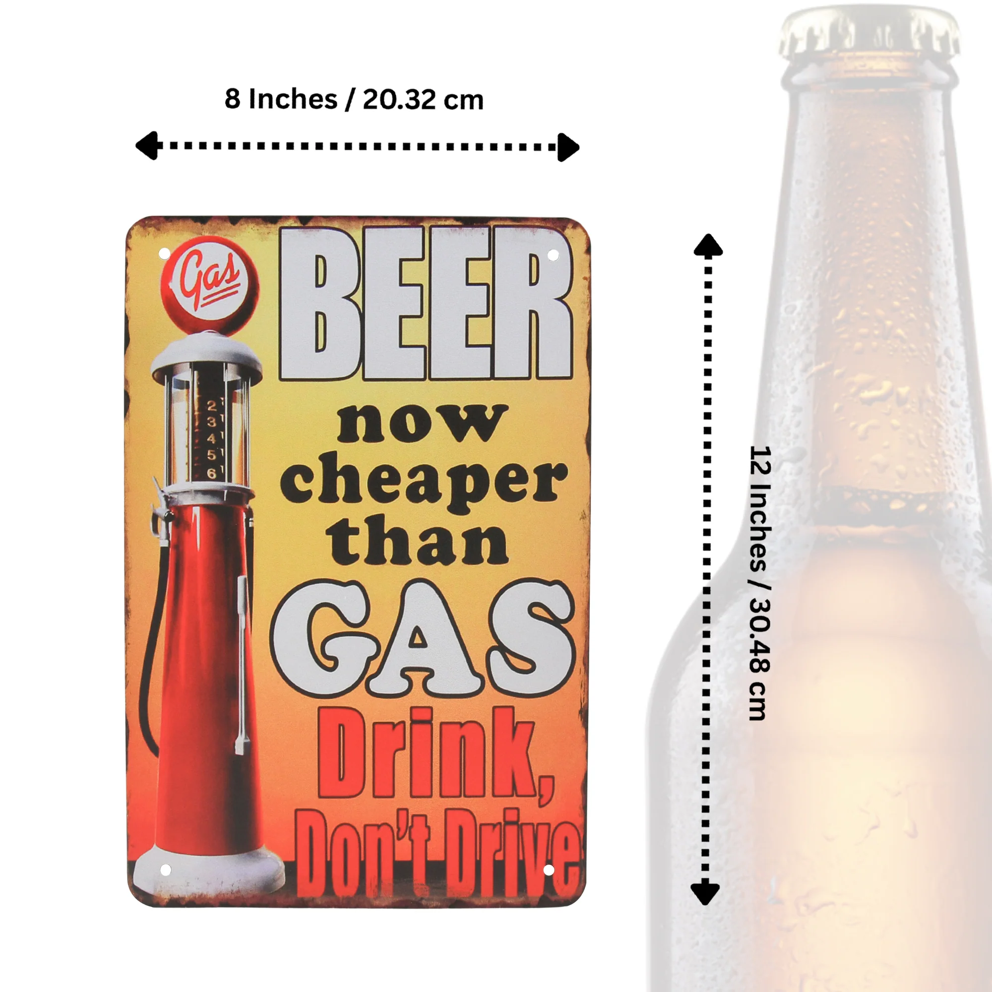 Metal Beer Cheaper Than Gas Sign Wall Art Garage Man Cave Bar Home Room Decor - Image 5