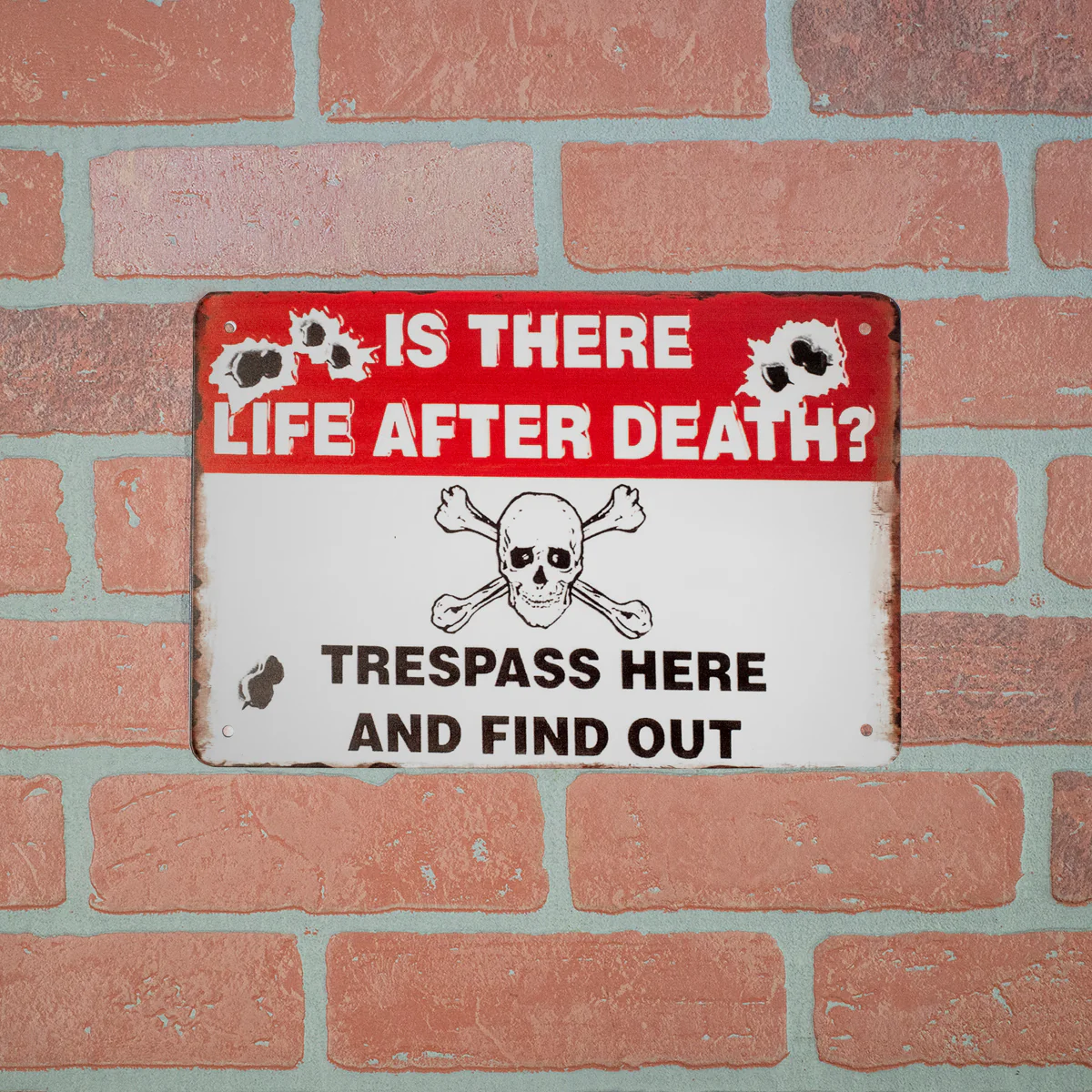 Novelty Metal Life After Death No Trespassing Wall Sign Property Warning Notice - Image 2