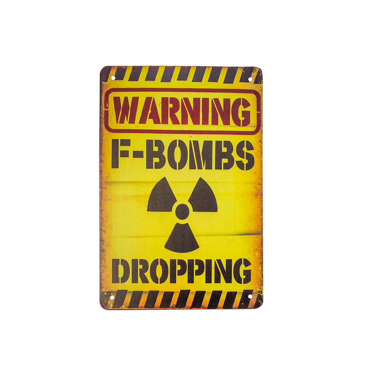 Novelty Metal Warning F-Bombs Drop Wall Sign Funny Bedroom Man Cave Office Decor