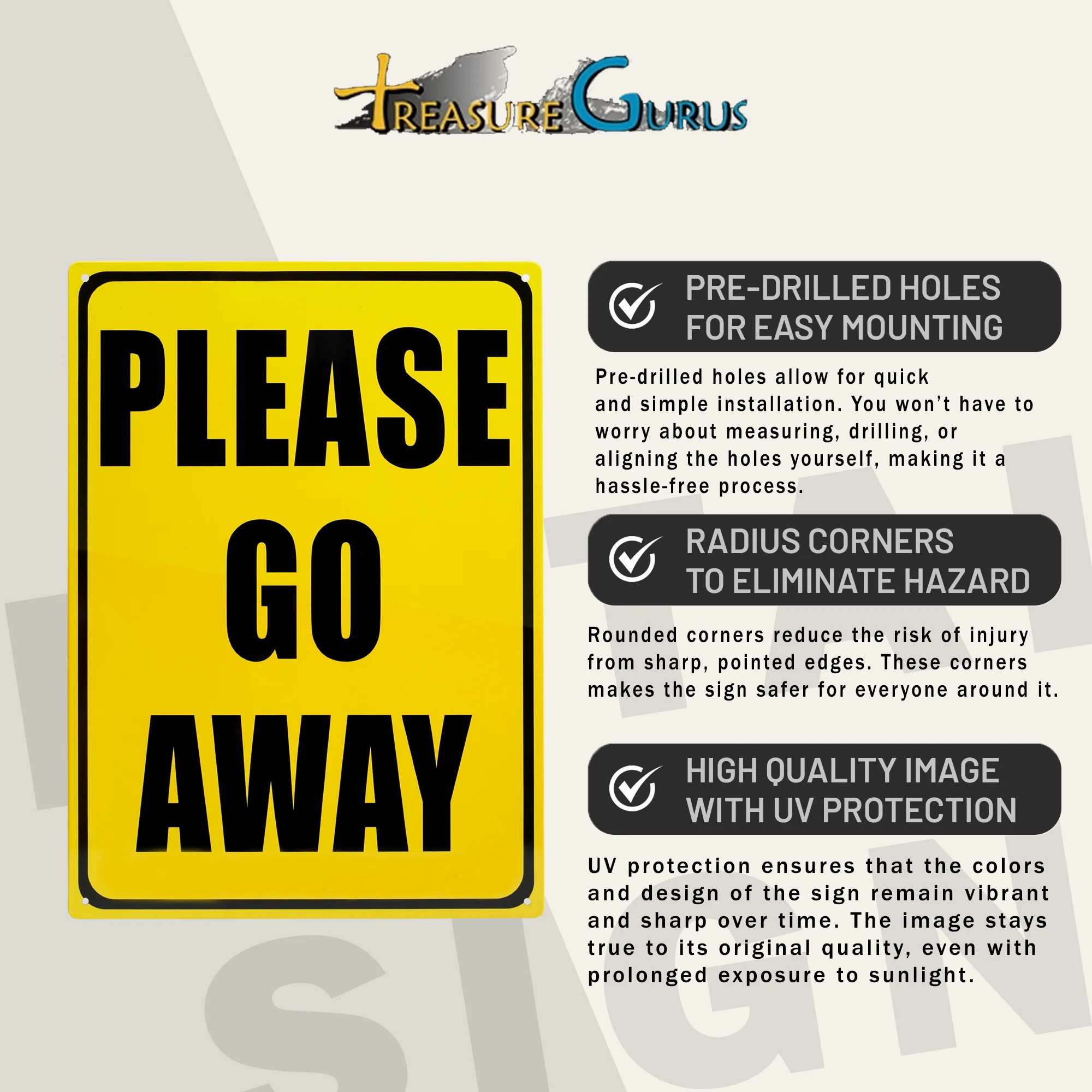 Bedroom Door Sign Please Go Away Teen Room Decor Metal Wall Art Cool Gifts Teens - Image 3