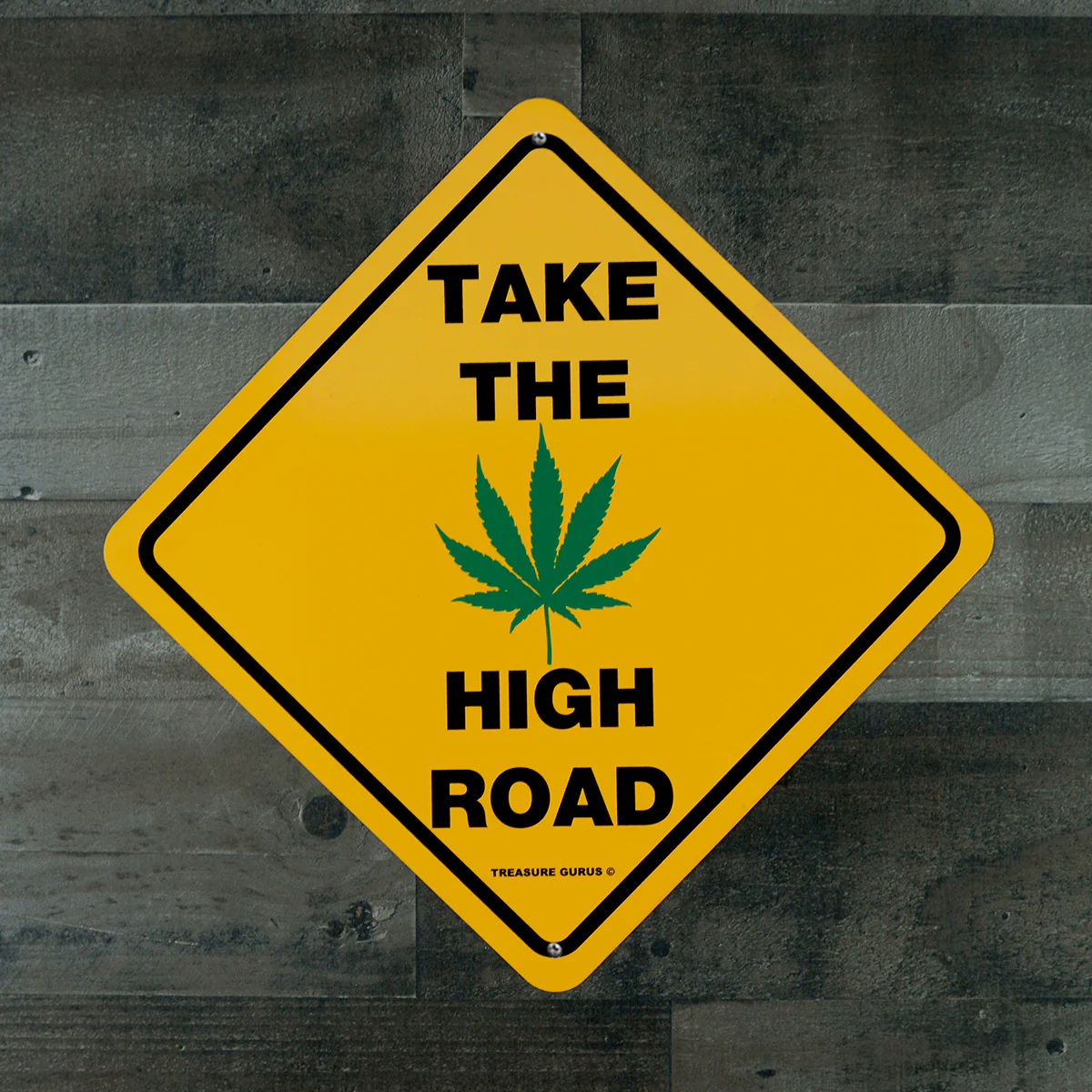 Novelty Take High Road Pot Weed Leaf Traffic Sign Marijuana Man Cave Wall Decor - Image 3