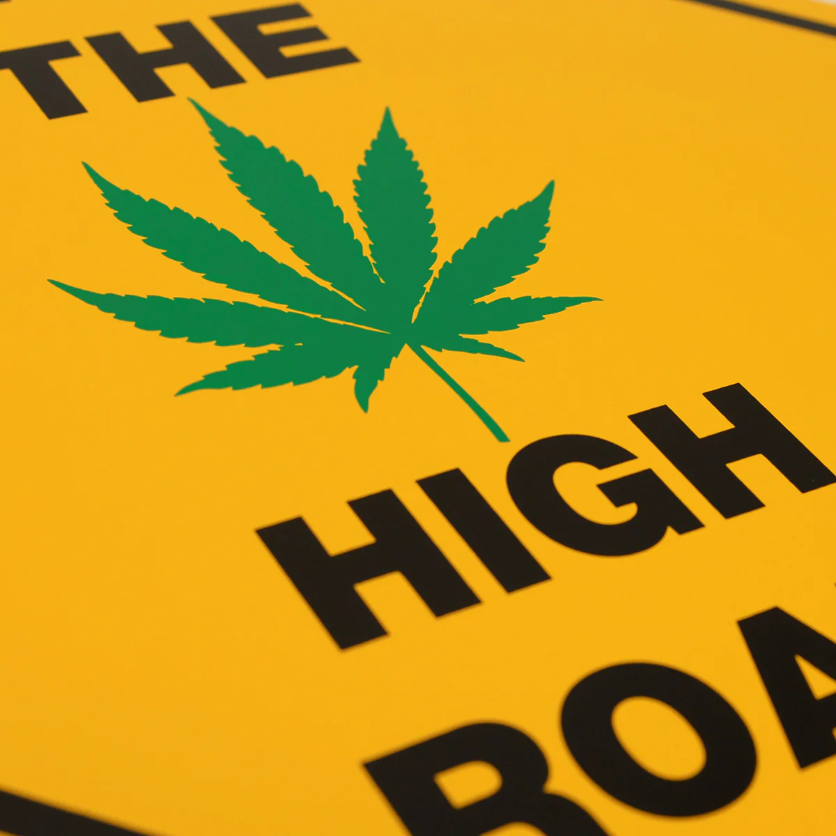 Novelty Take High Road Pot Weed Leaf Traffic Sign Marijuana Man Cave Wall Decor - Image 4