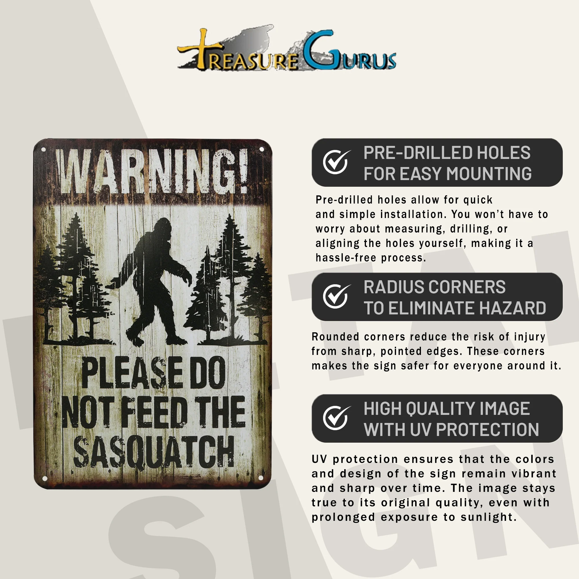 Cryptid Warning Please Do Not Feed Sasquatch Sign Bigfoot Wall Art Yard Decor - Image 3