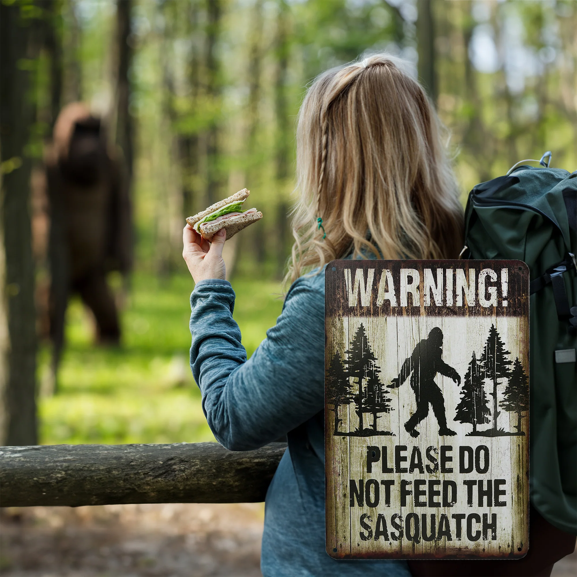 Cryptid Warning Please Do Not Feed Sasquatch Sign Bigfoot Wall Art Yard Decor - Image 6