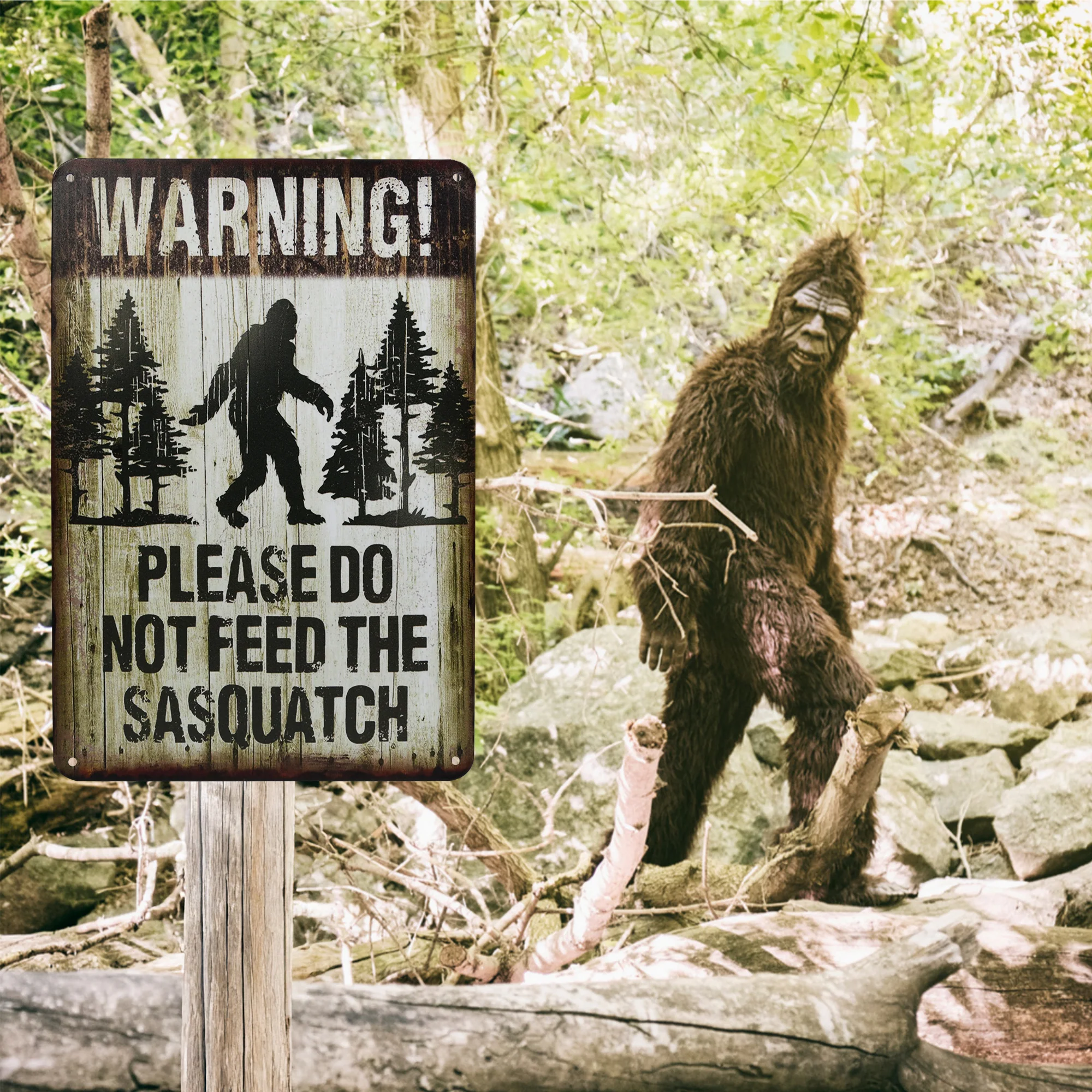 Cryptid Warning Please Do Not Feed Sasquatch Sign Bigfoot Wall Art Yard Decor - Image 7