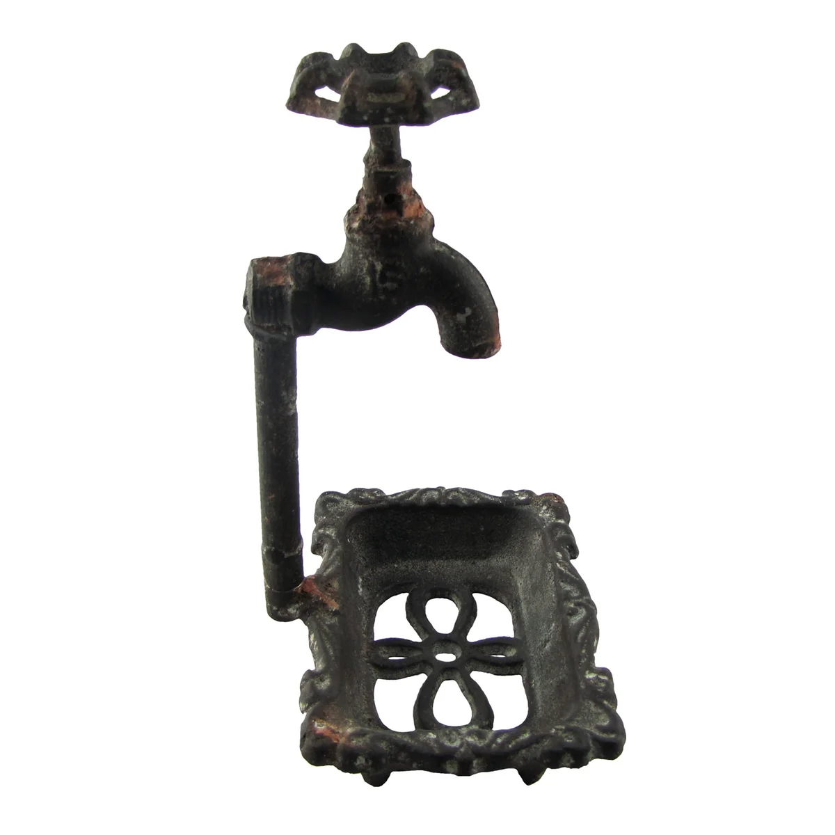 Old Rusty Garden Faucet Spigot Handle Soap Dish - Image 3