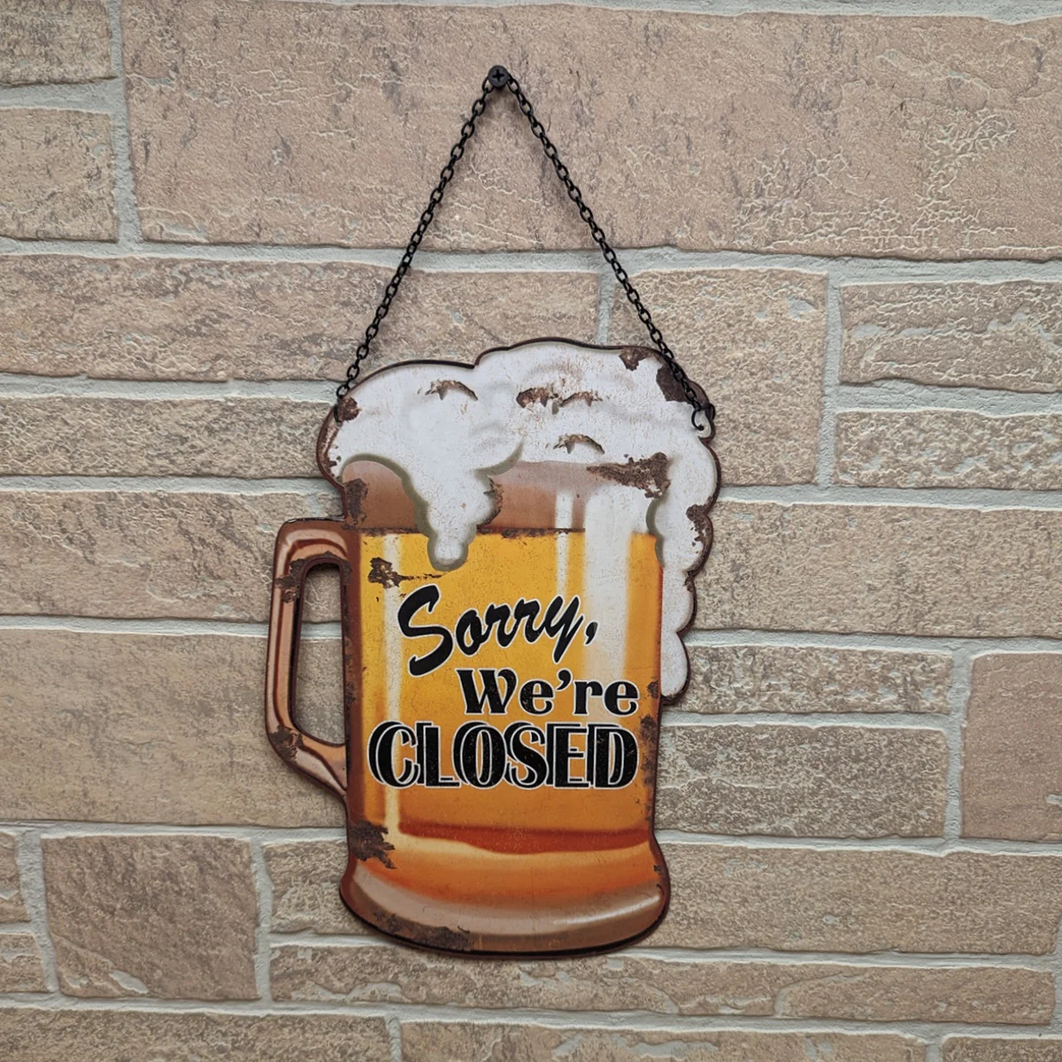 Open Closed Glass Beer Mug Sign Front Door Man Cave Funny Home Bar Wall Decor - Image 4