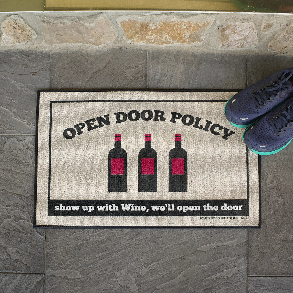 Open Door Policy Wine Welcome Doormat Novelty Outdoor Floor Rug Front Porch Mat - Image 4