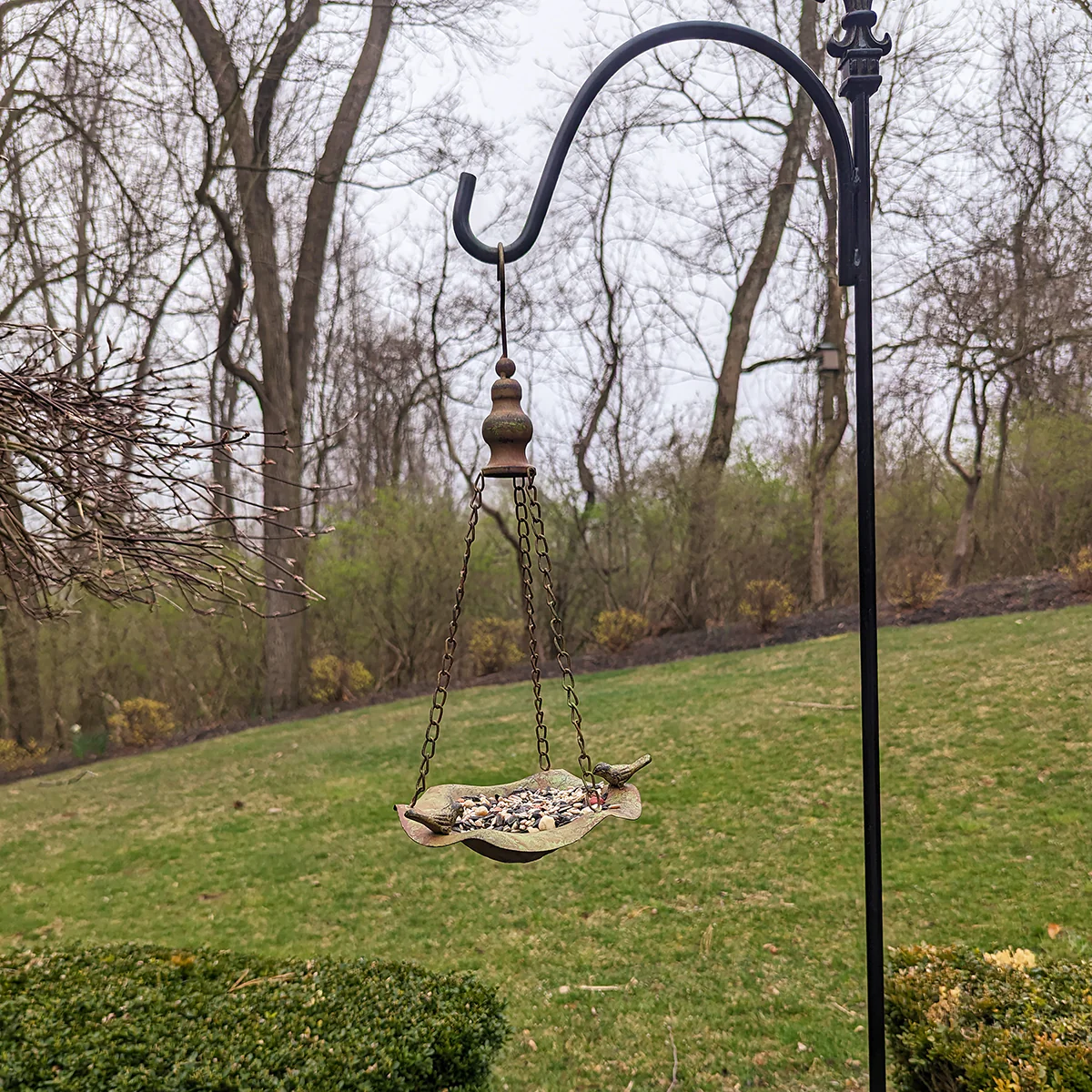 Outdoor Hanging Cabbage Leaf Metal Bird Bath Feeder Patio Birdbath Garden Decor - Image 4