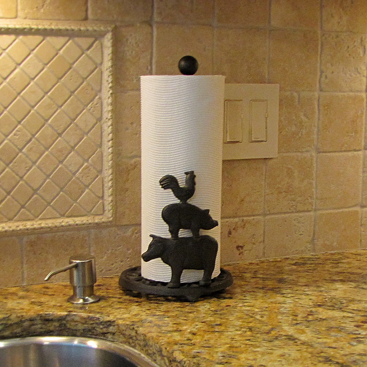 Paper Towel Holder Farm Animals Home Storage Hen Pig Cow Farmhouse Kitchen Decor - Image 4