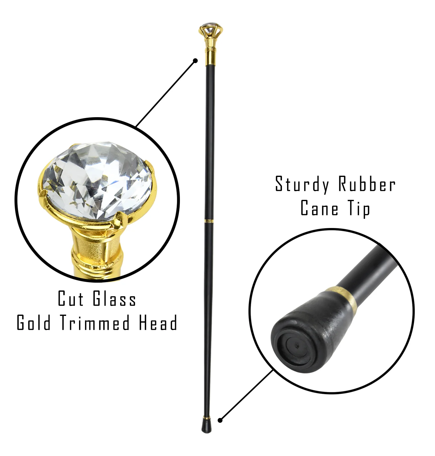 Pimp Stick Gold Diamond Solitaire Metal Walking Cane Men Women Costume Accessory - Image 3