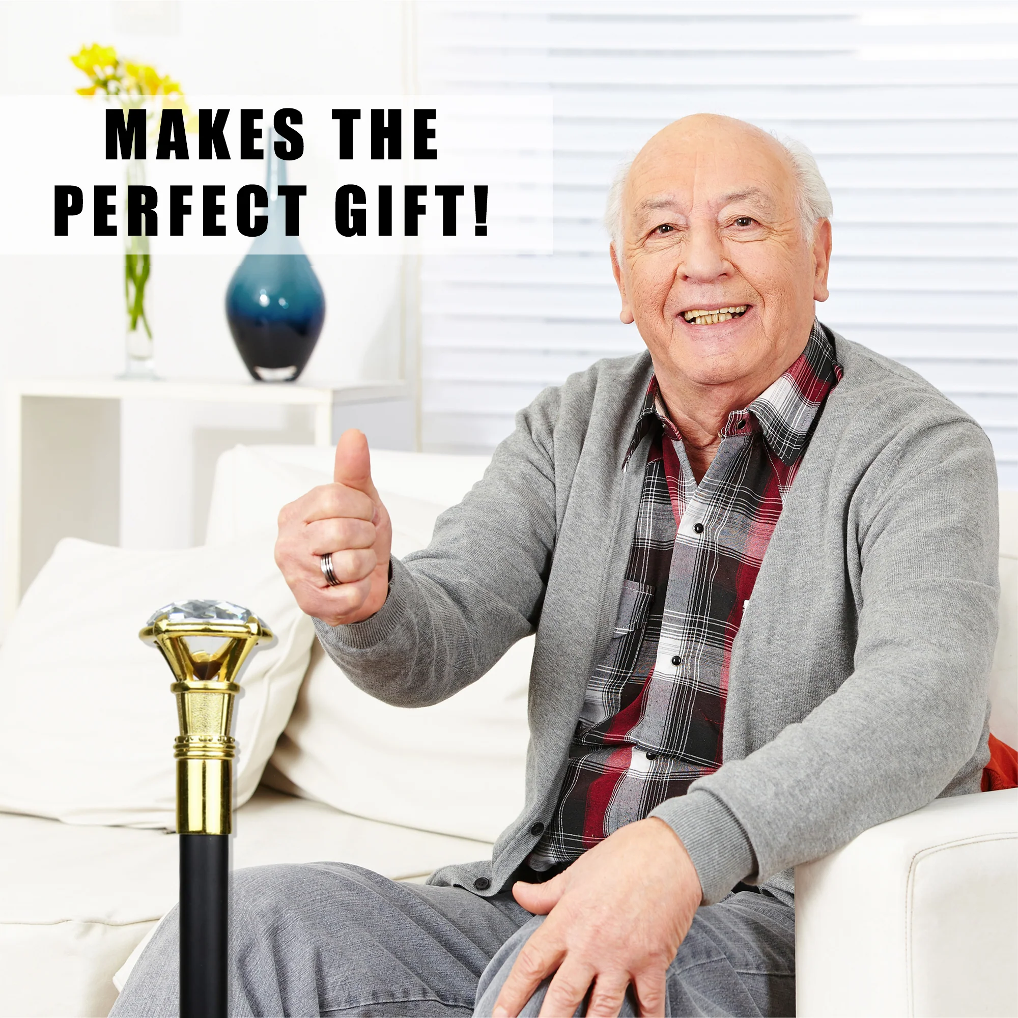 Pimp Stick Gold Diamond Solitaire Metal Walking Cane Men Women Costume Accessory - Image 5