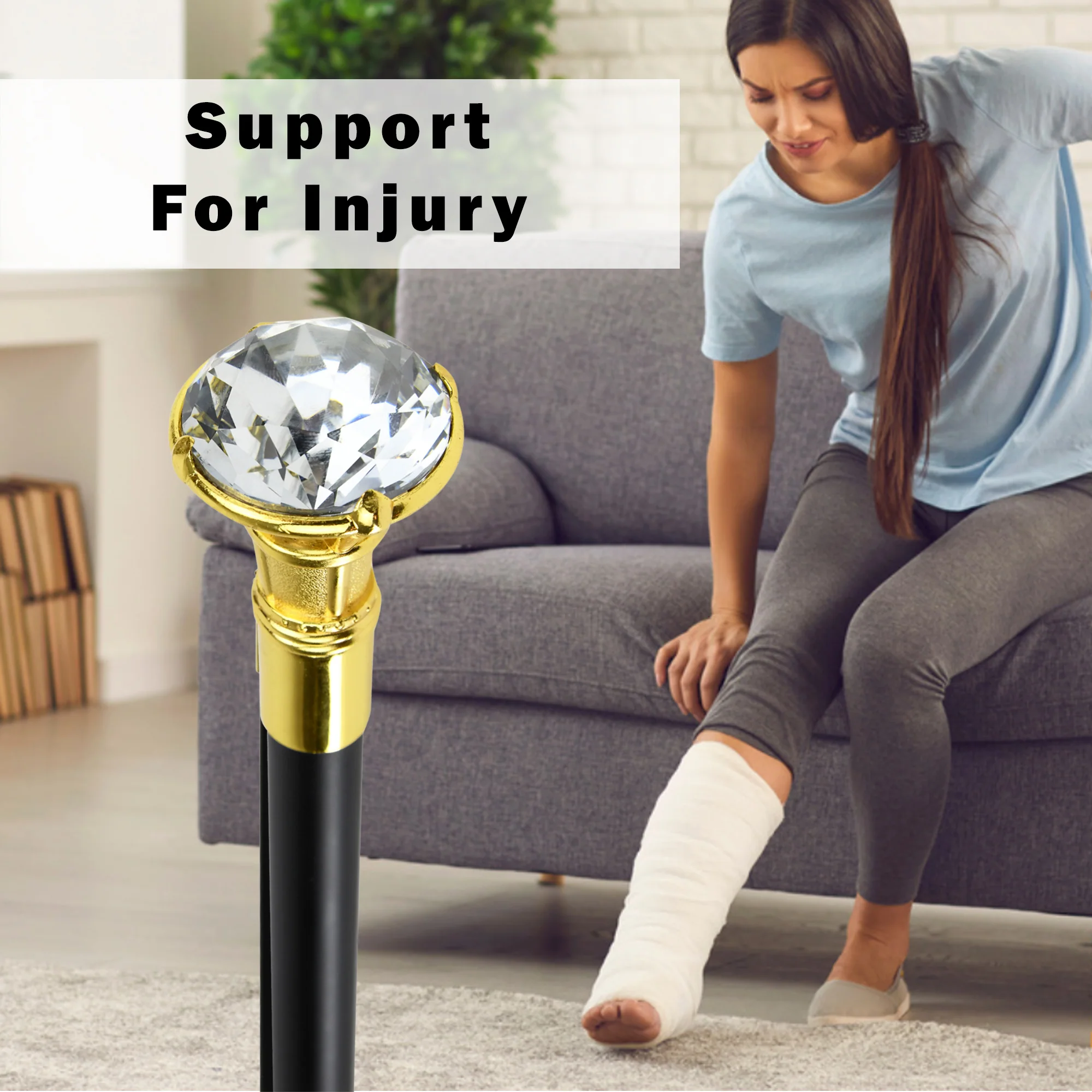 Pimp Stick Gold Diamond Solitaire Metal Walking Cane Men Women Costume Accessory - Image 7