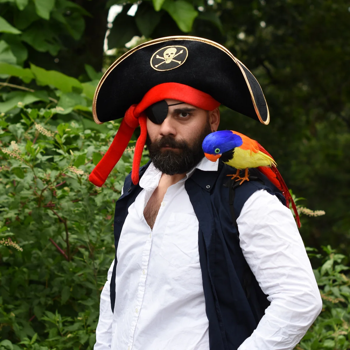Pirate Captain Hat Black Skull Crossbones Adult Cosplay Halloween Party Costume - Image 4