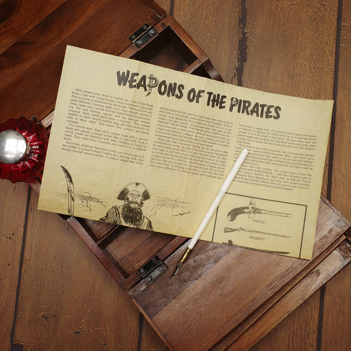 Pirate Weapons Parchment Paper Poster Pistol Sword Gun Blackbeard Decor Wall Art - Image 4