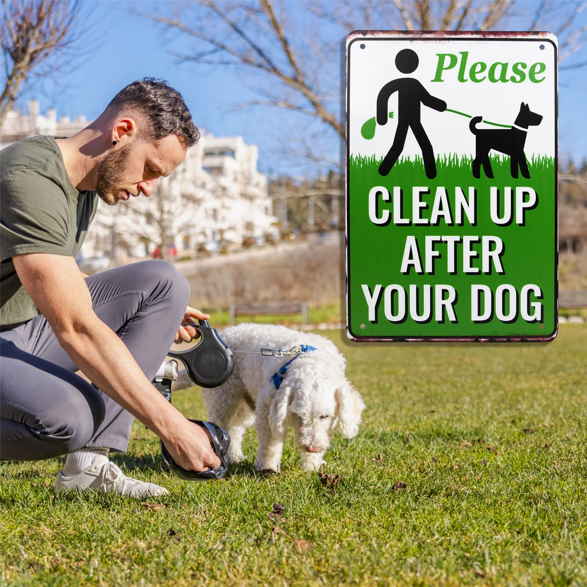 Please Clean After Your Dog Sign Poop Keep Off Grass Metal Yard Signs No Pooping - Image 2