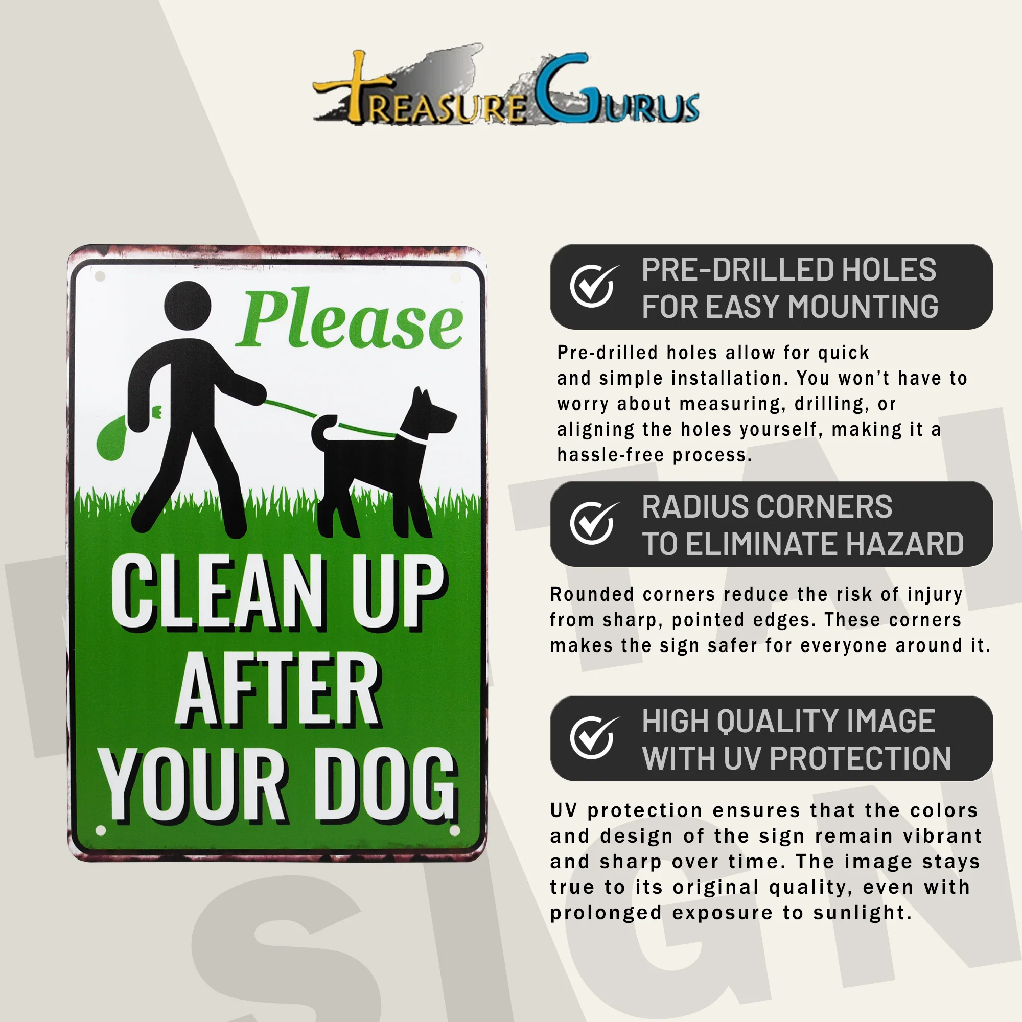 Please Clean After Your Dog Sign Poop Keep Off Grass Metal Yard Signs No Pooping - Image 4