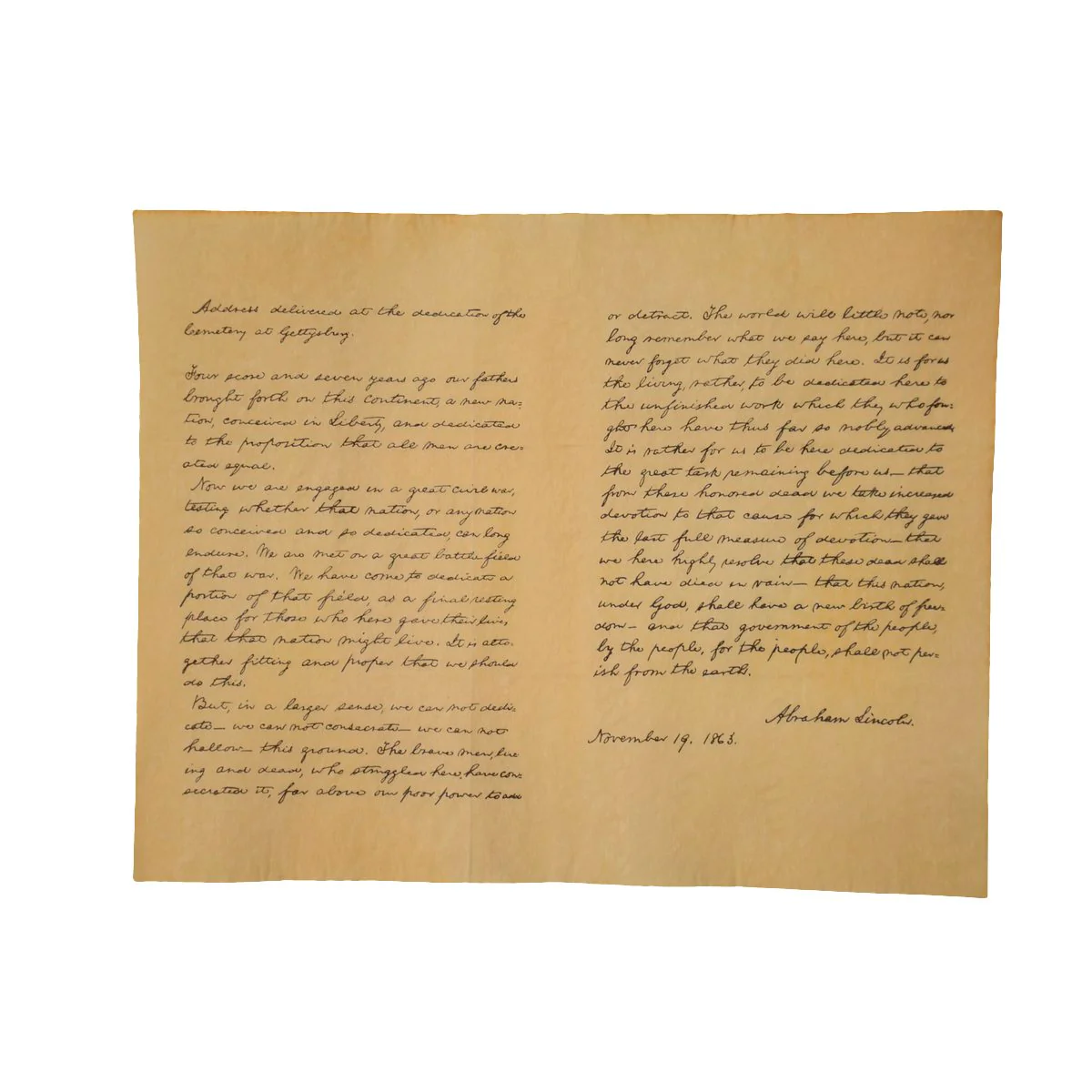President Abraham Lincoln 1863 Gettysburg Address