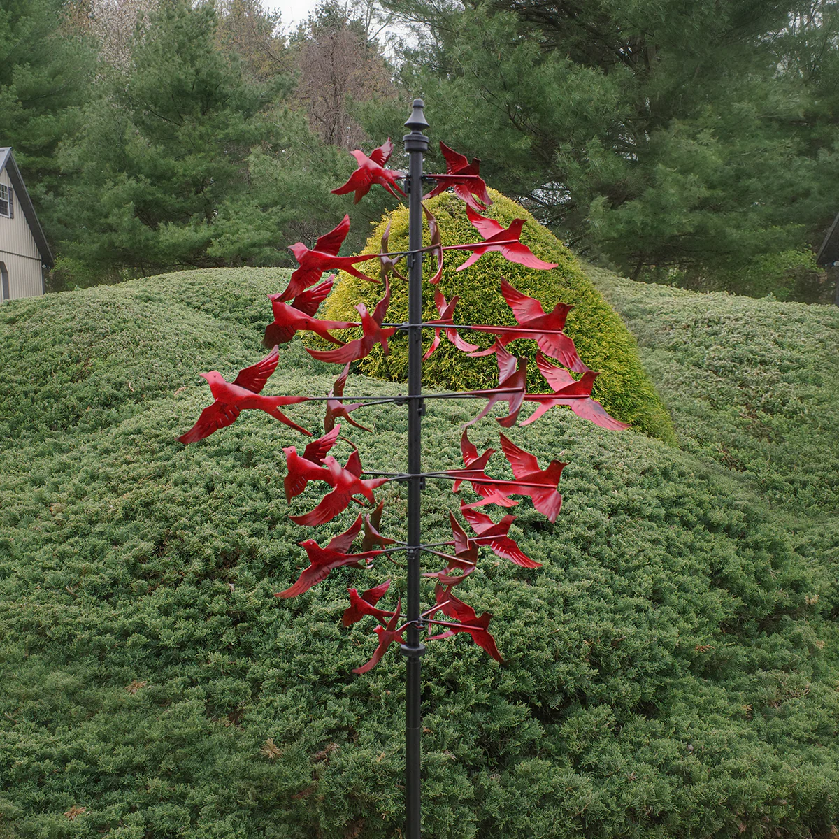 Red Cardinal Wind Spinner Kinetic Weather Yard Art Garden Sculpture Patio Decor - Image 4