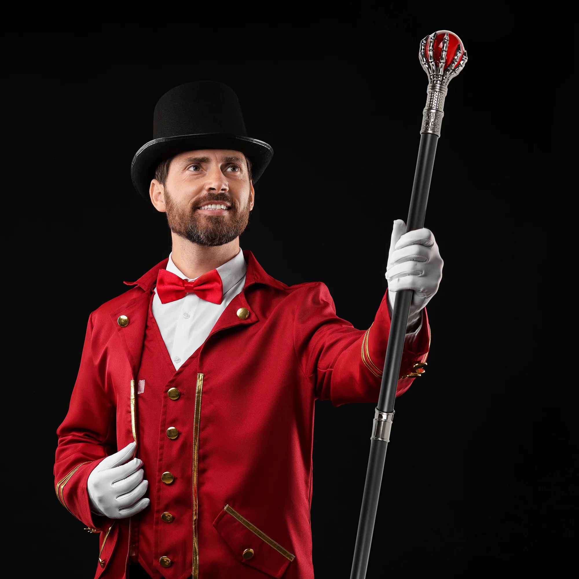 Red Glass Ball Skeleton Hand Walking Canes for Men, Women Halloween Costume 37" - Image 8