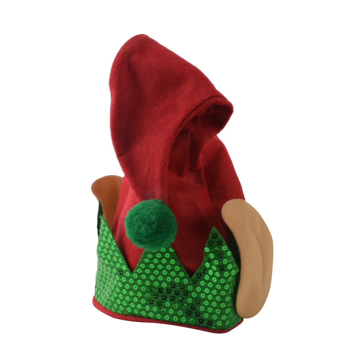 Red Green Sequin Felt Santa Christmas Elf Ears Hat Xmas Party Costume Accessory