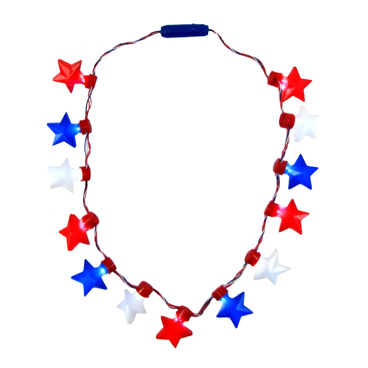 Red White Blue Star Flashing LED Bulb Necklace Glow Light Novelty Party Favor - Image 2