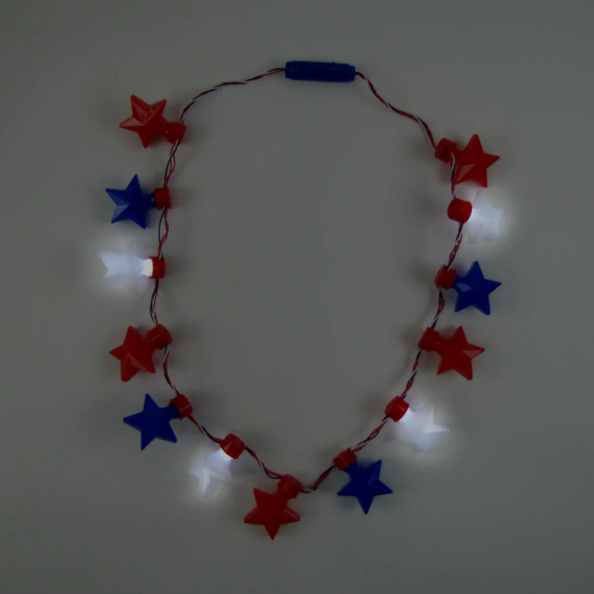 Red White Blue Star Flashing LED Bulb Necklace Glow Light Novelty Party Favor - Image 3