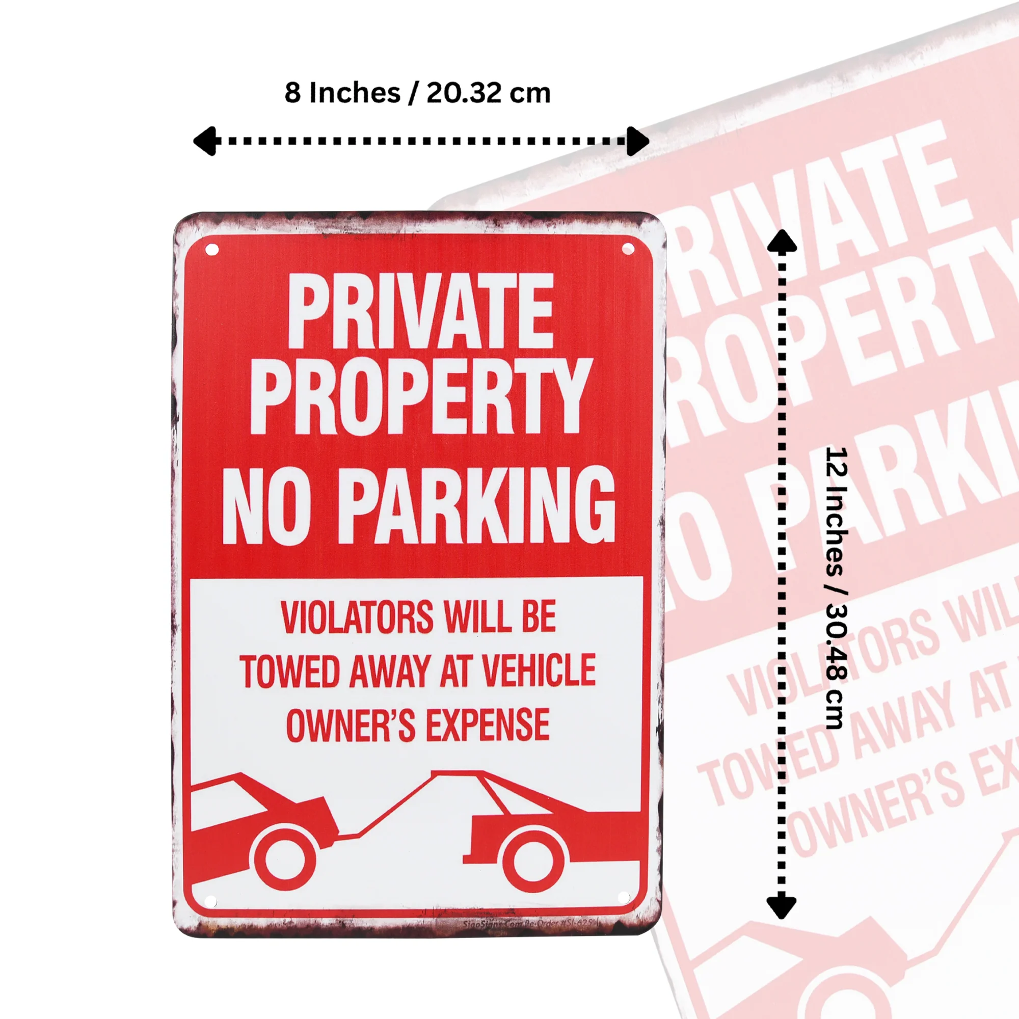 Private Property No Parking Sign Will Be Towed Metal Outdoor Garage Door Decor - Image 6