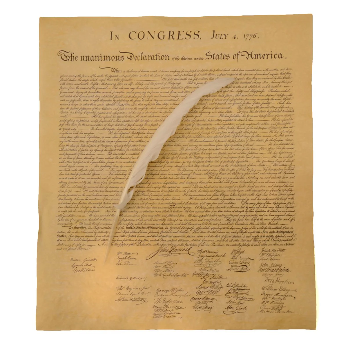 Replica US Historical Document Declaration of Independence with Writing Quill Dip Ink Pen
