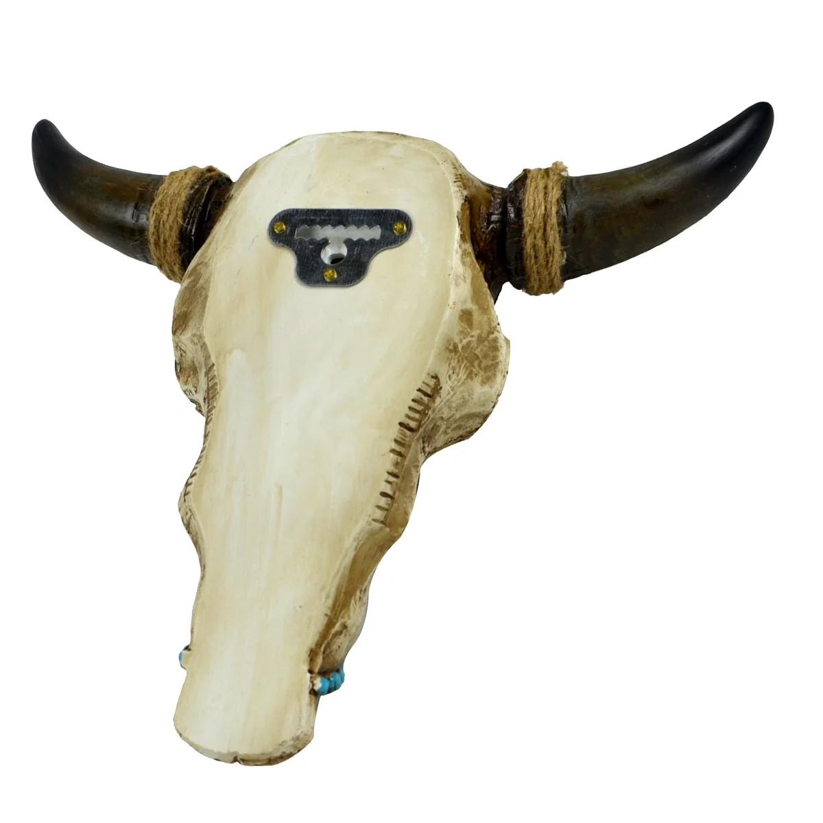 Resin & Leather Steer Skull & Horns Wall Mount Head - Image 4