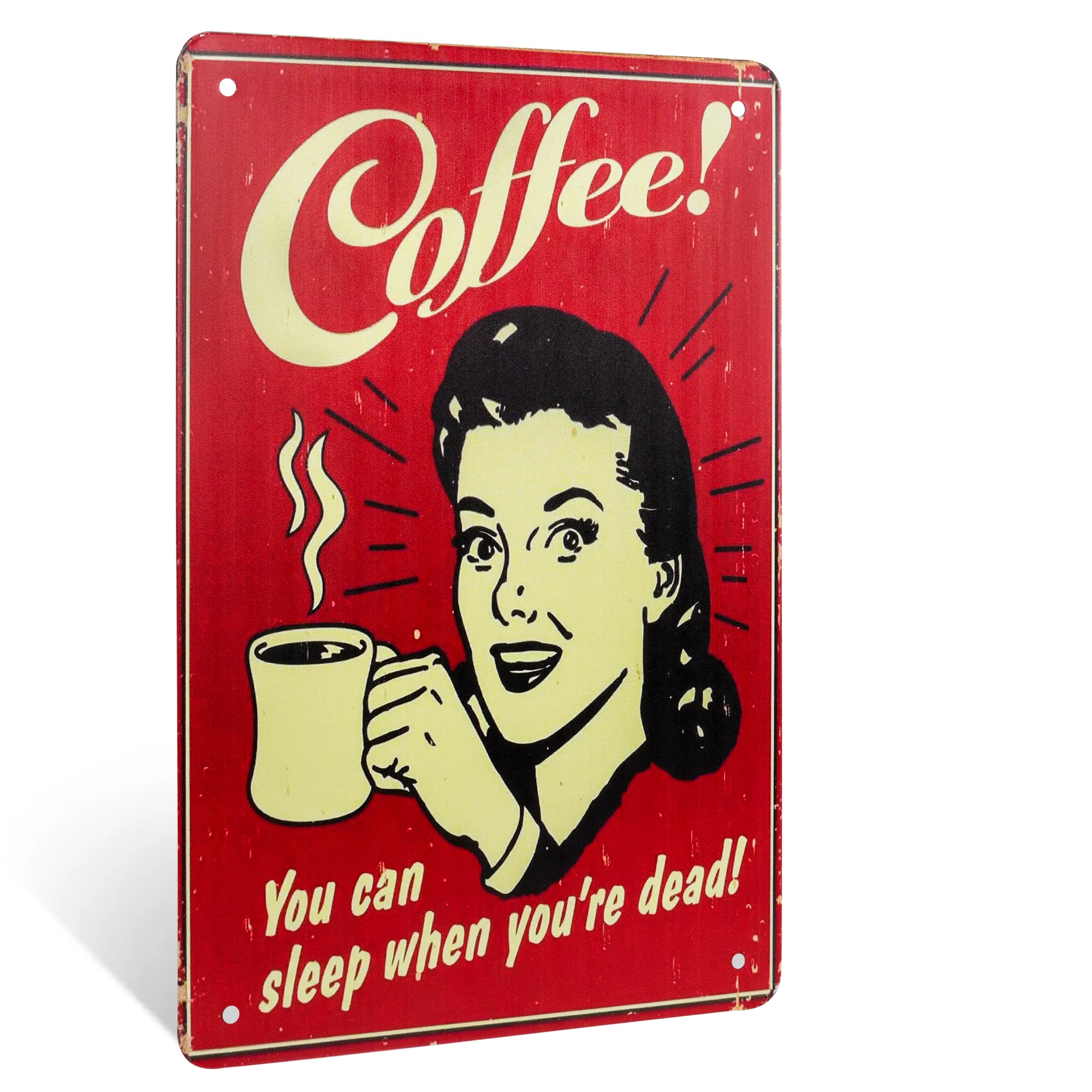 Metal Coffee You Can Sleep When You're Dead Tin Sign Gifts for Coffee Bar Lovers