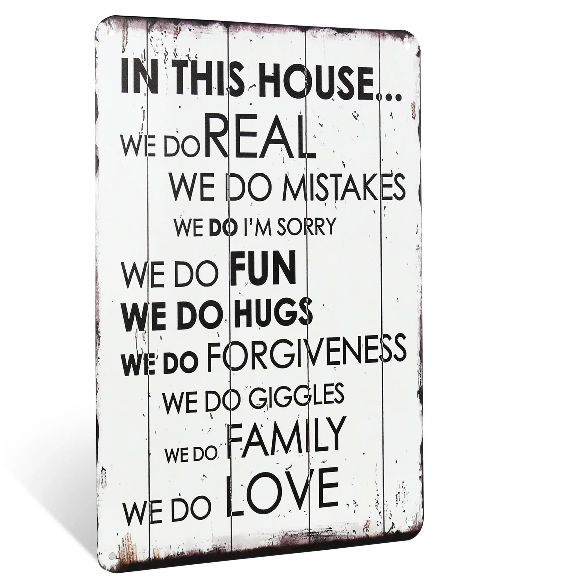 Metal Wall Art In This House We Do Family Sign Motivational Poster Home Decor