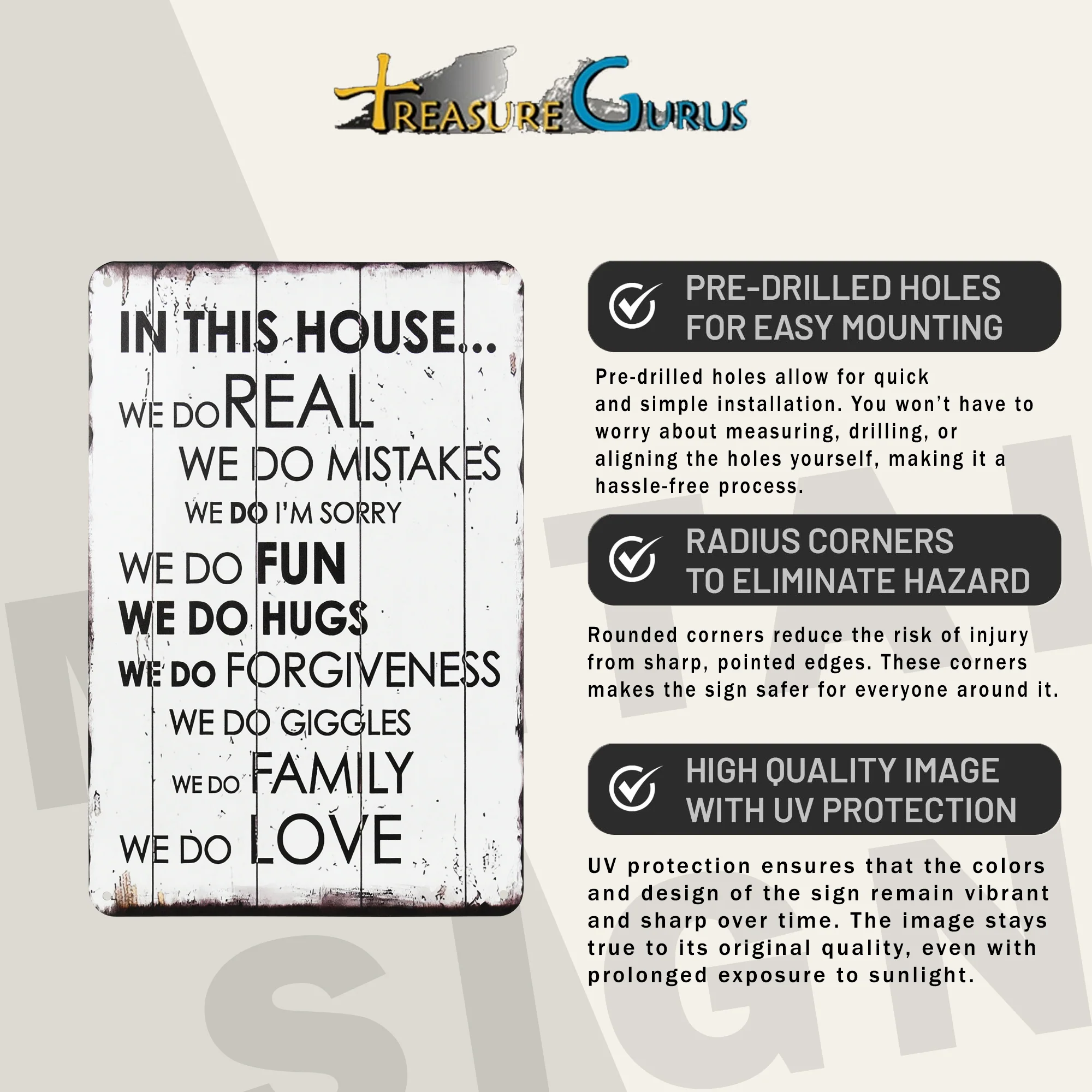 Metal Wall Art In This House We Do Family Sign Motivational Poster Home Decor - Image 4