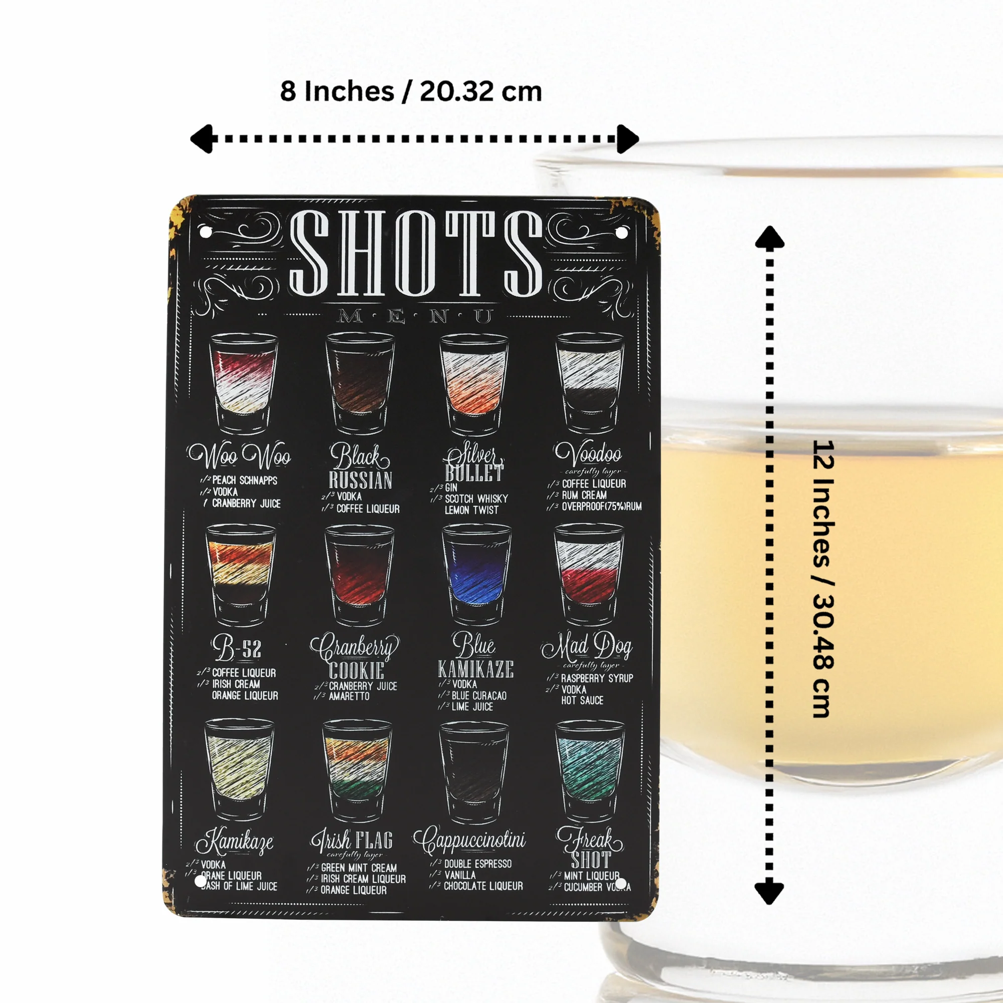 Bar Wall Art Twelve Shots Recipe Sign for Home Bar, Kitchen Apartment, Dorm Room - Image 5