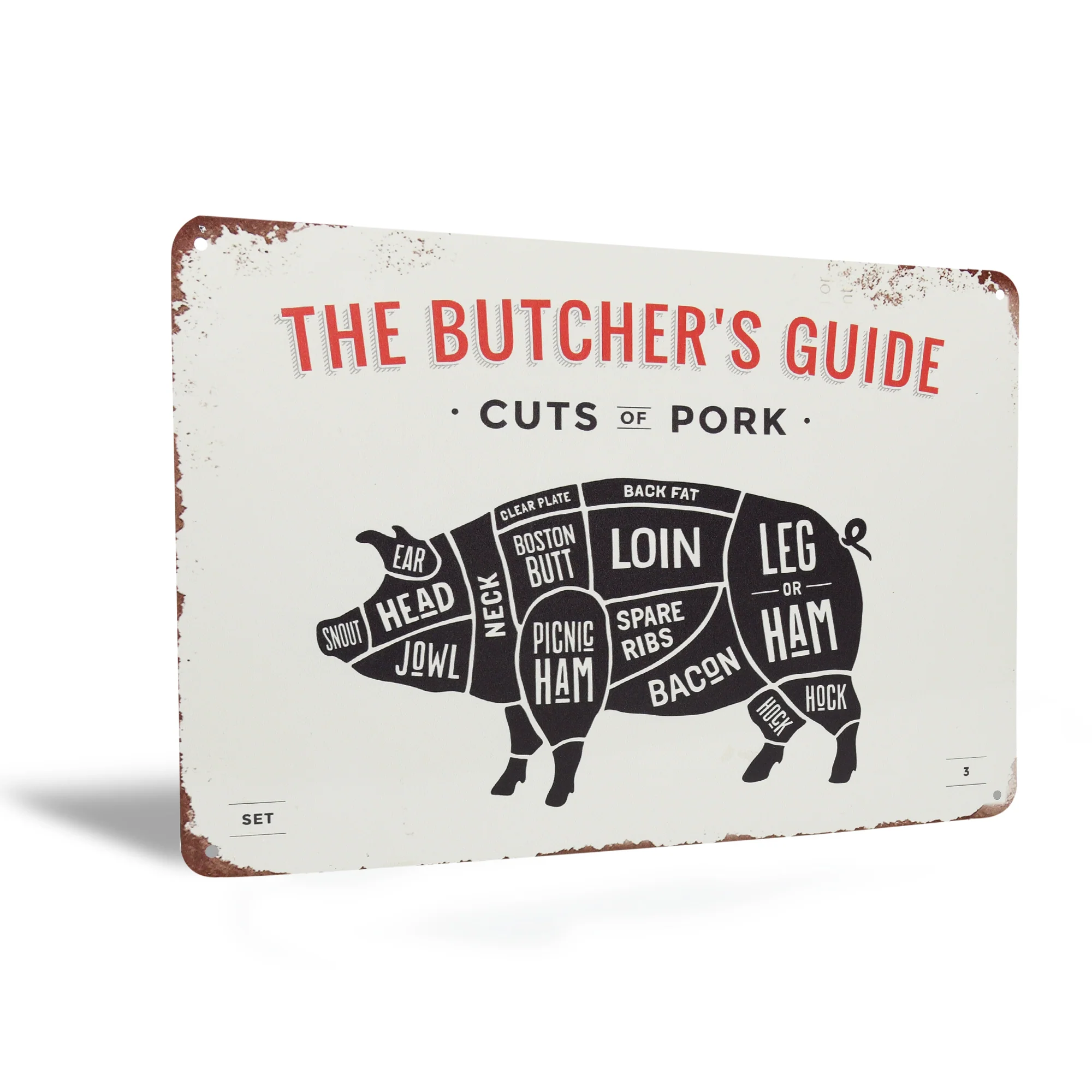 Kitchen Wall Decor Cuts of Pork Meat Sign Pig Farmhouse Pantry Wall Art Gift Men