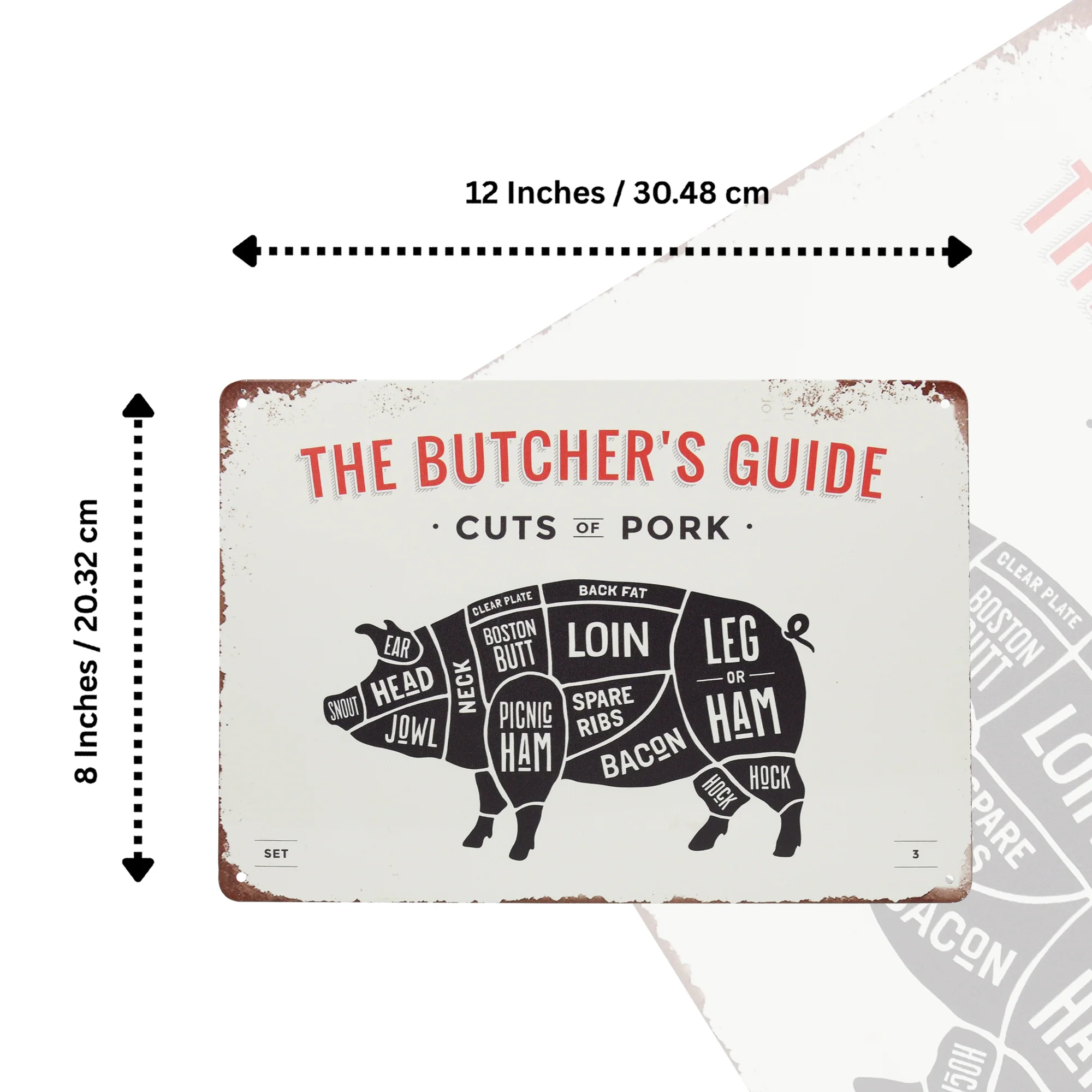 Kitchen Wall Decor Cuts of Pork Meat Sign Pig Farmhouse Pantry Wall Art Gift Men - Image 5