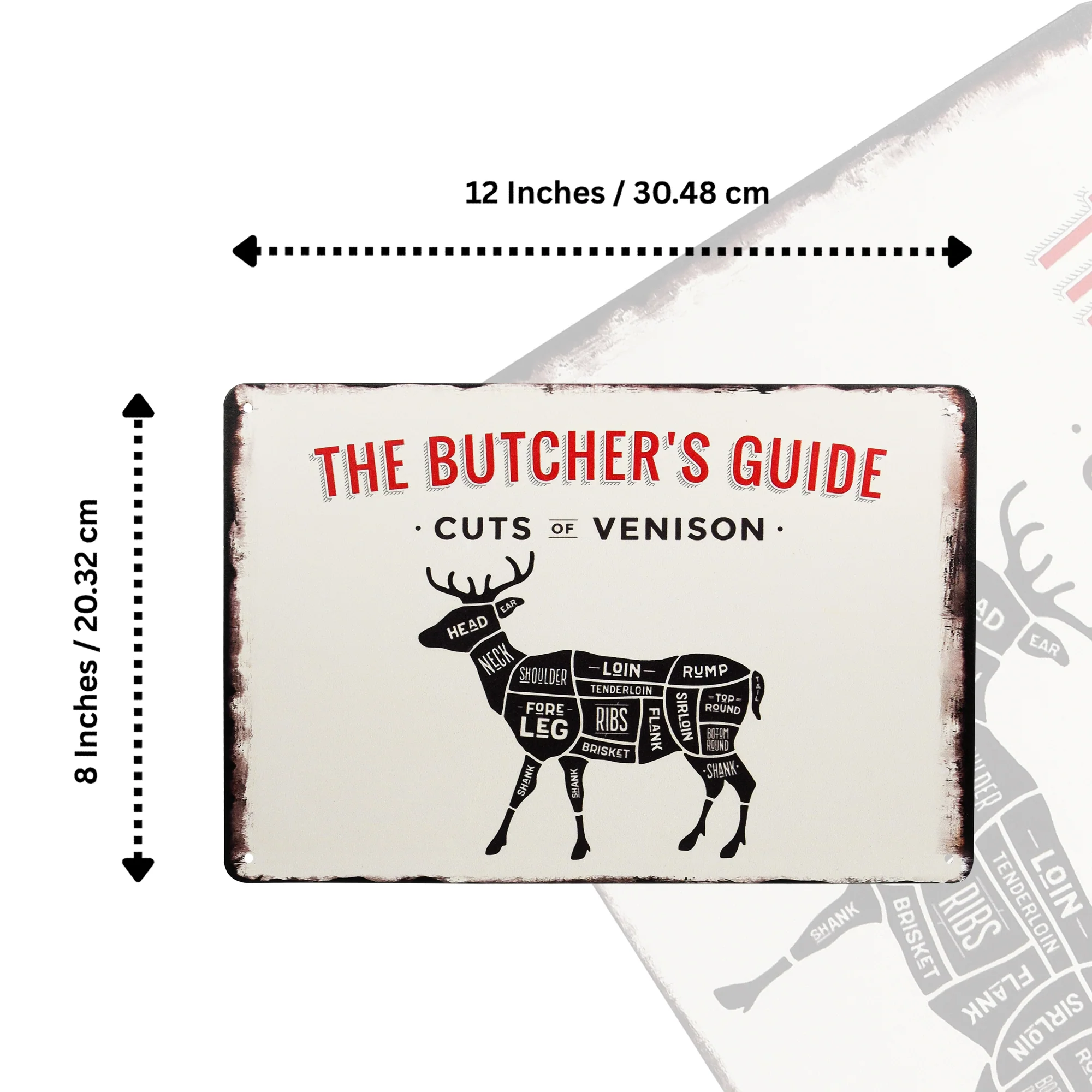 Metal Wall Decor Cuts of Venison Deer Processing Chart Kitchen Cabin Man Cave - Image 5