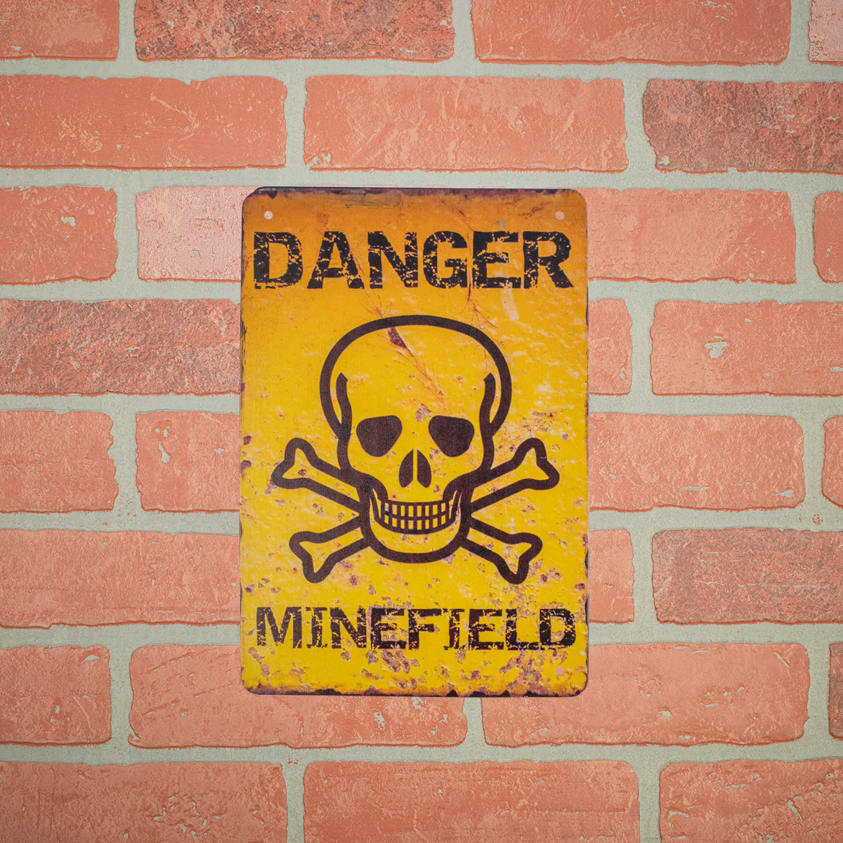 Retro Metal Danger Minefield Warning Wall Sign Man Cave Garage Yard Bar Decor - Image 2