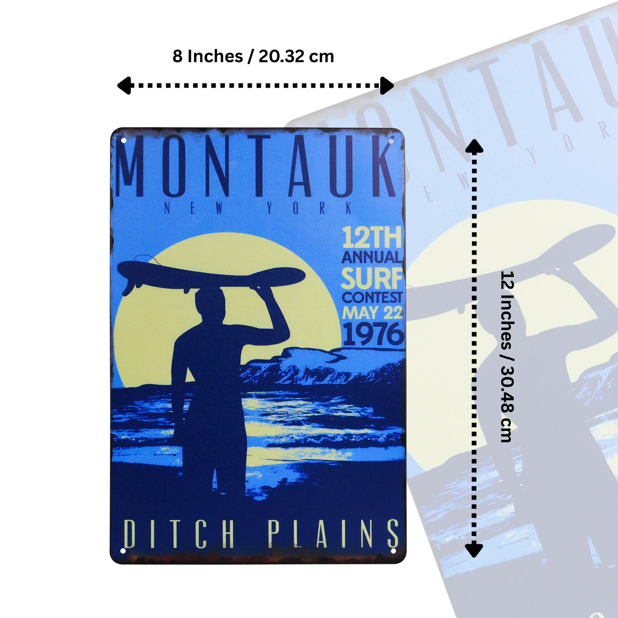 Metal Montauk New York Surf Sign Coastal Beach Home Decor Rustic Wall Art Poster - Image 5