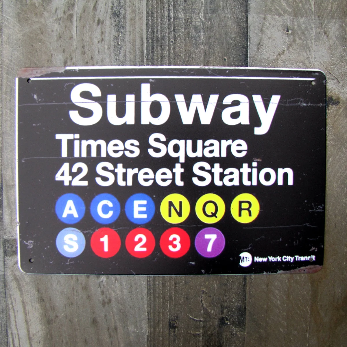 Retro Metal NYC Times Square Subway Sign New York City Man Cave Bar Pub Decor - Image 4