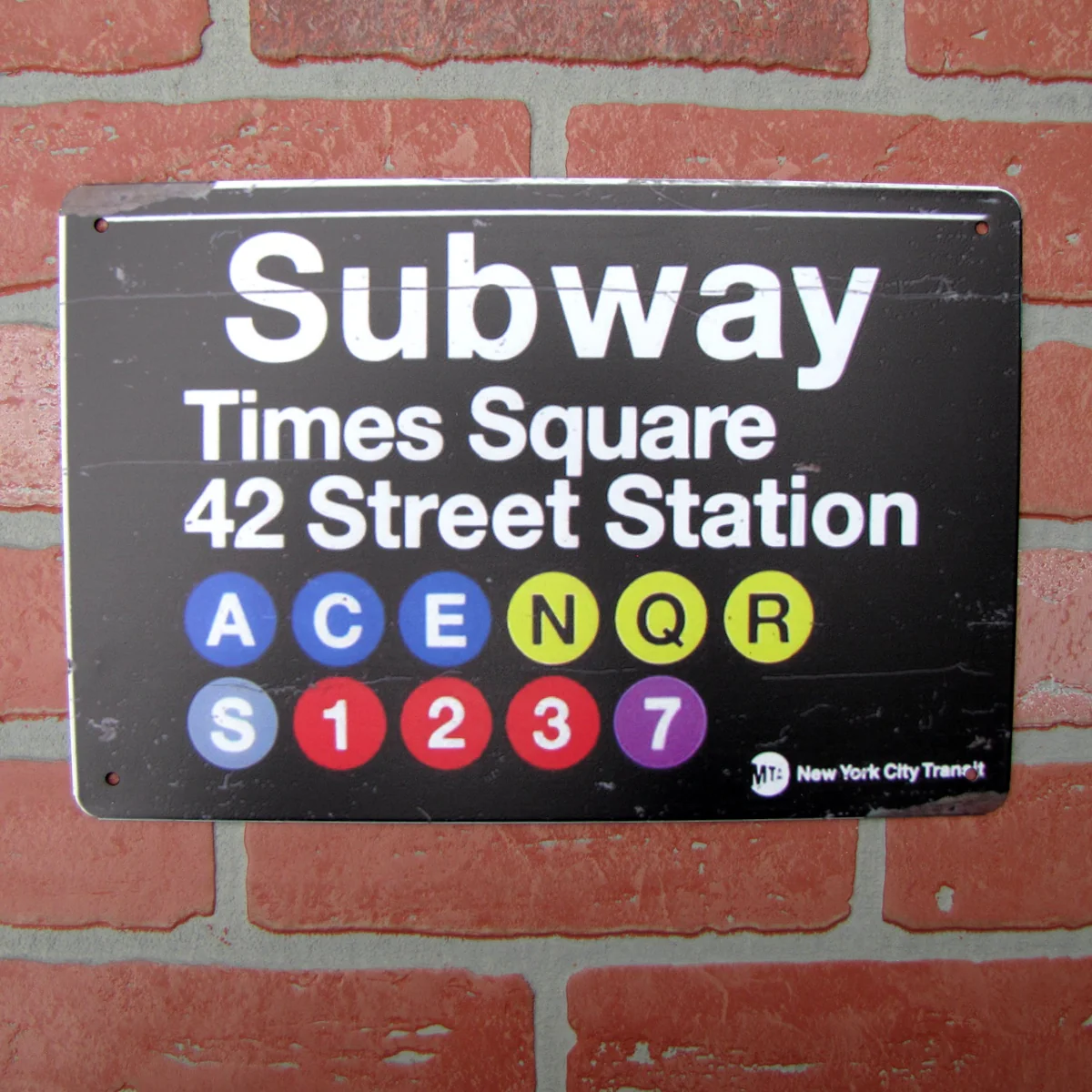 Retro Metal NYC Times Square Subway Sign New York City Man Cave Bar Pub Decor - Image 5